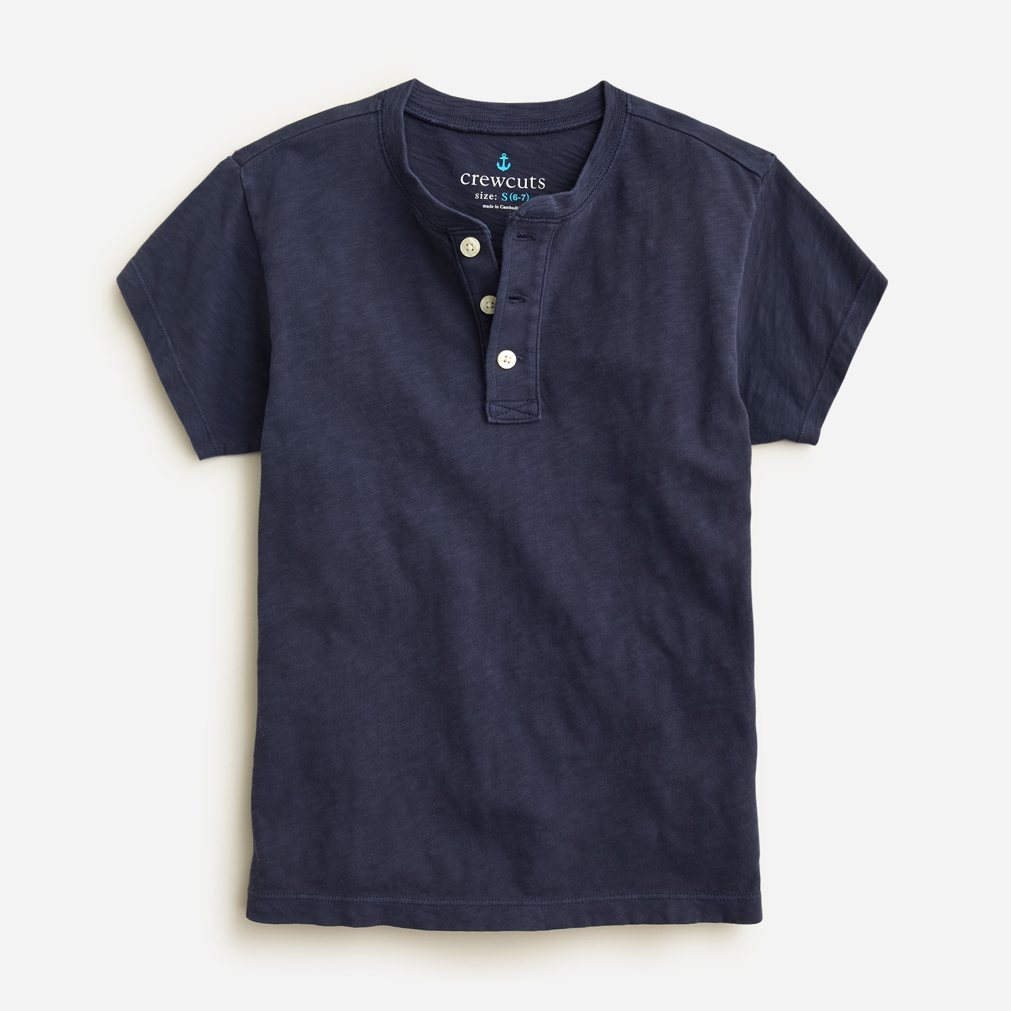 Boys' short-sleeve garment-dyed henley