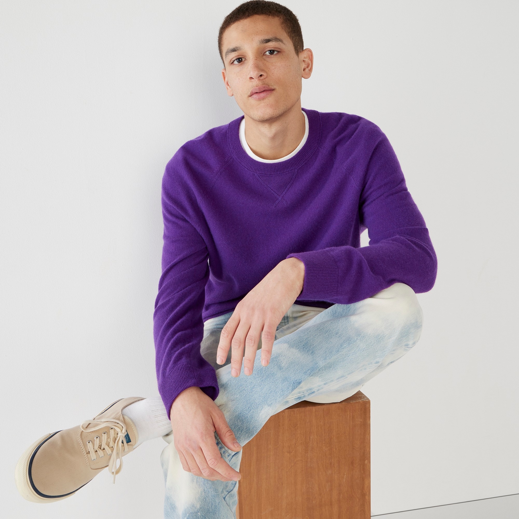 Cashmere raglan-sleeve crewneck sweatshirt