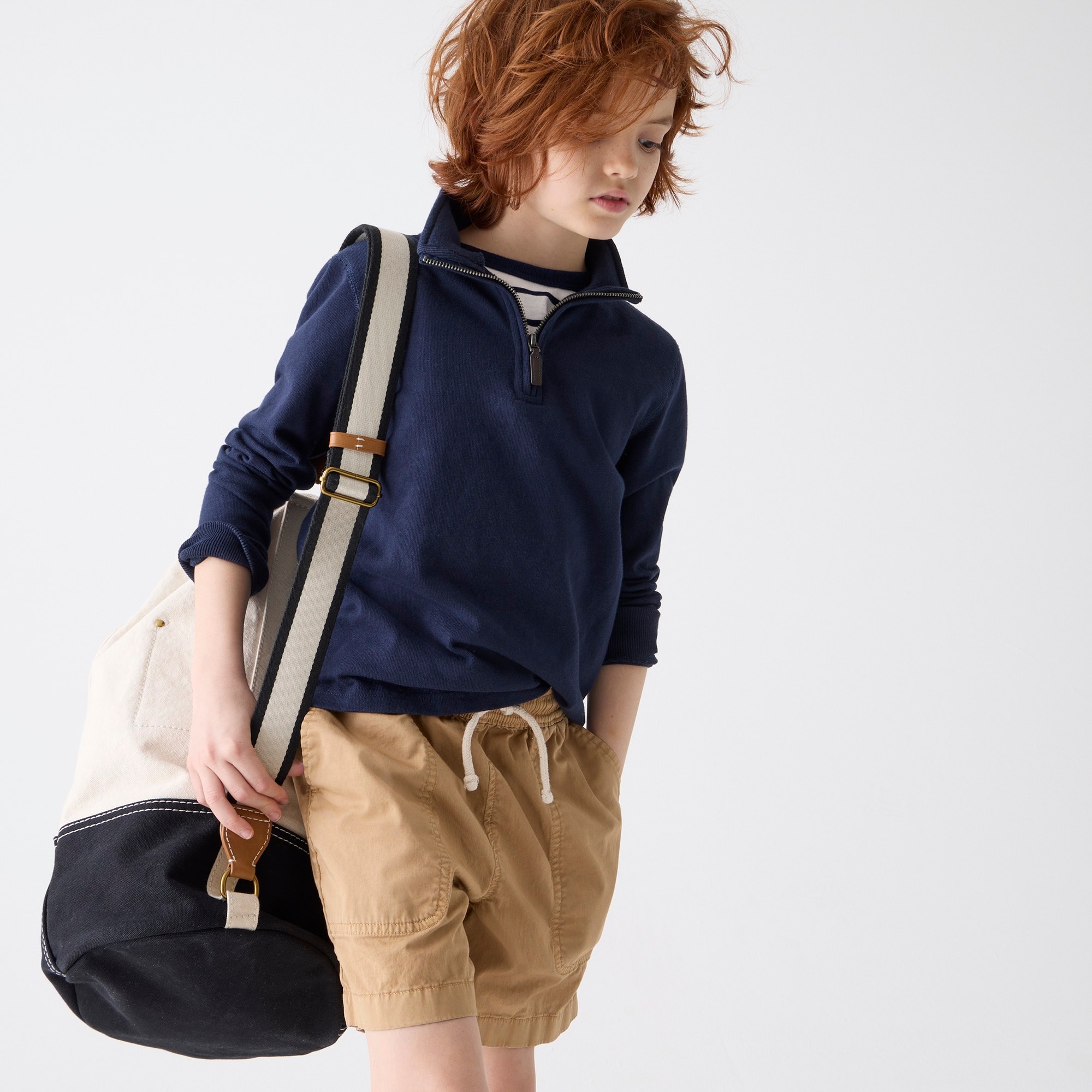 Kids' half-zip cotton popover shirt