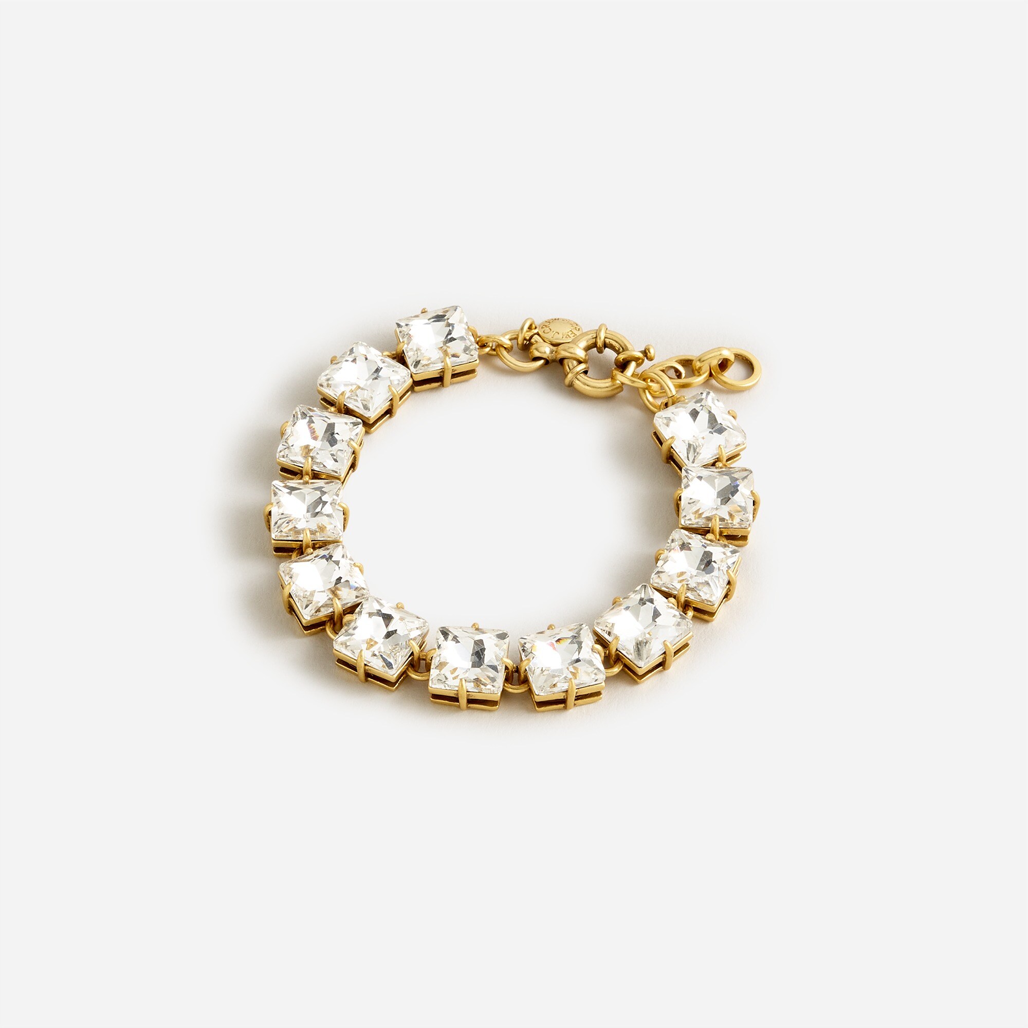 Square-shaped crystal tennis bracelet