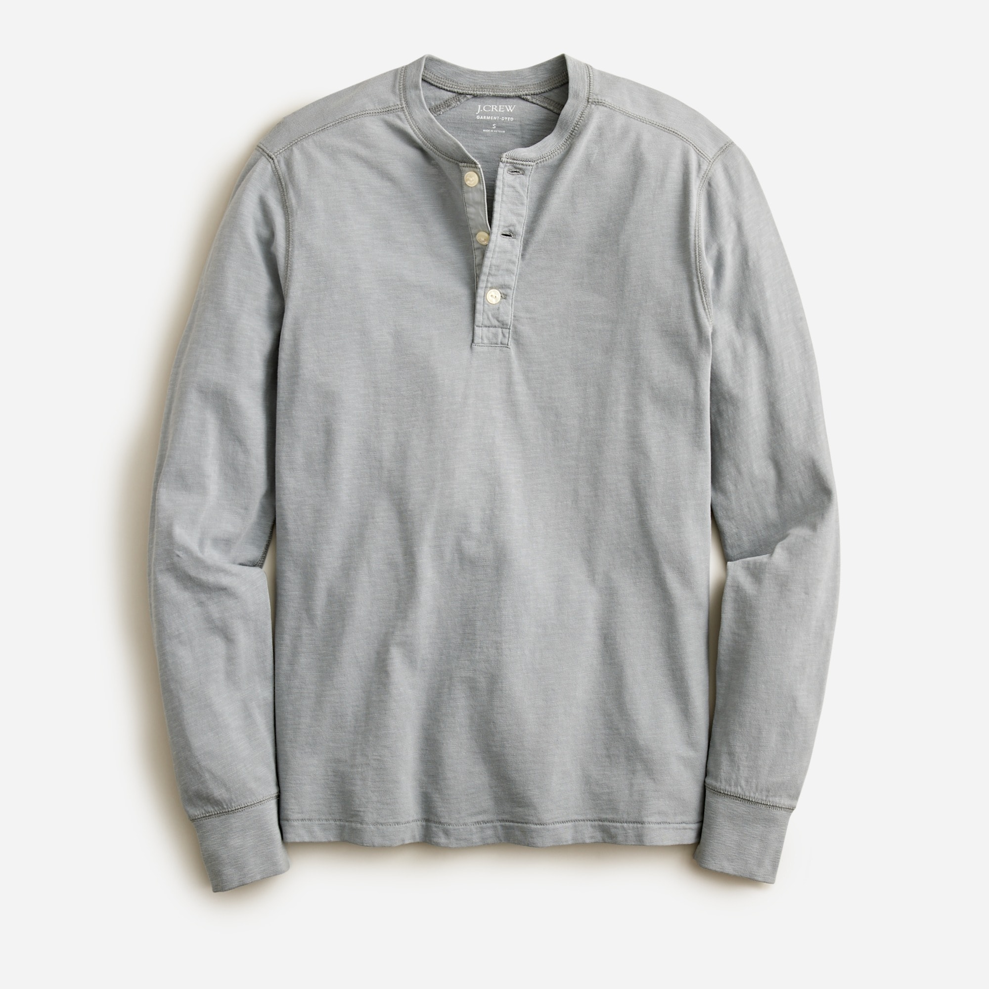 Garment-dyed slub cotton henley