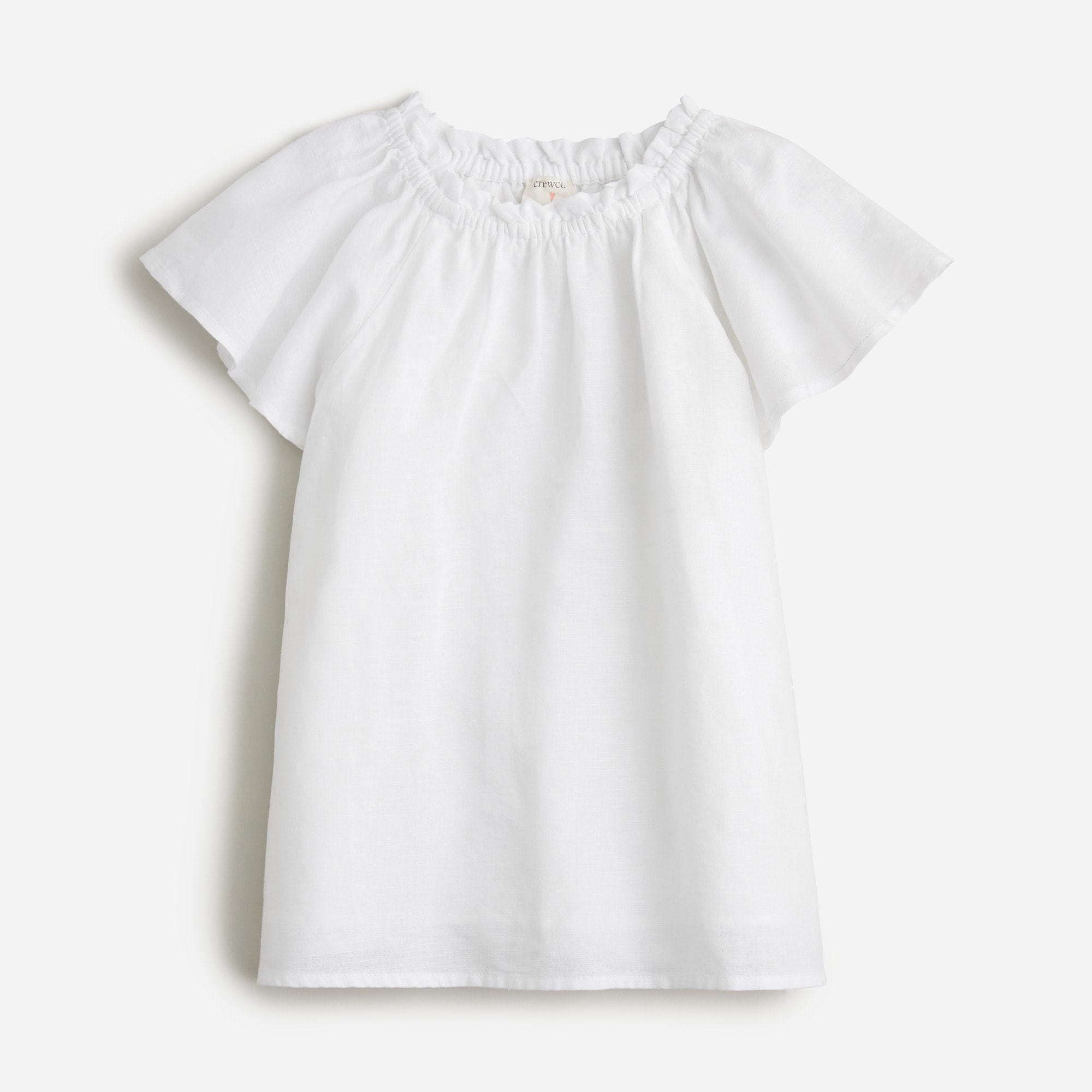 Girls' flutter-sleeve top in linen blend