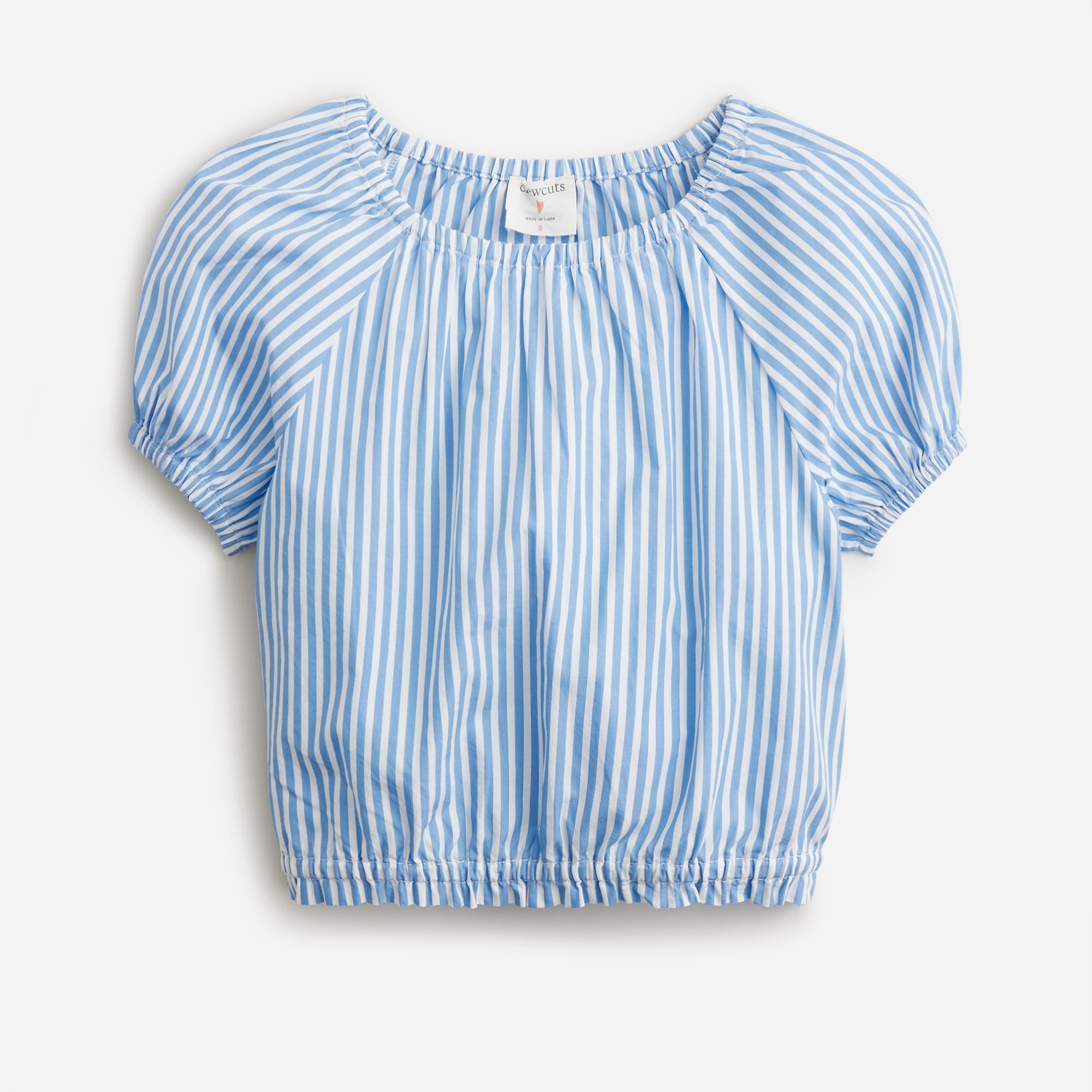 Girls' cropped poplin top in stripe