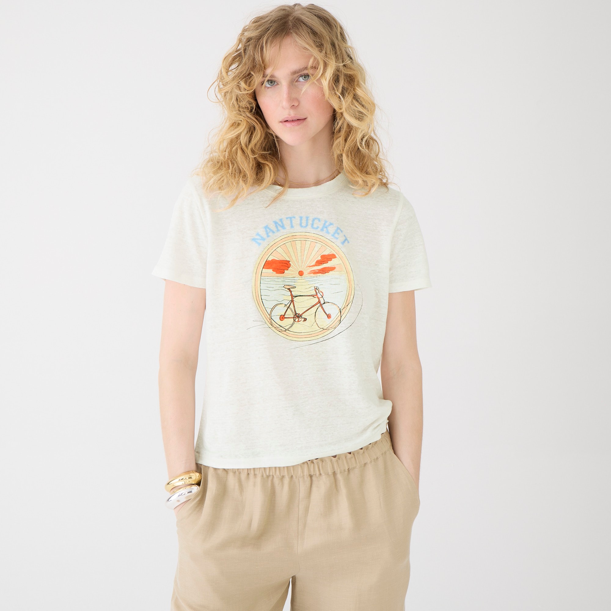 Classic-fit Nantucket graphic T-shirt in linen