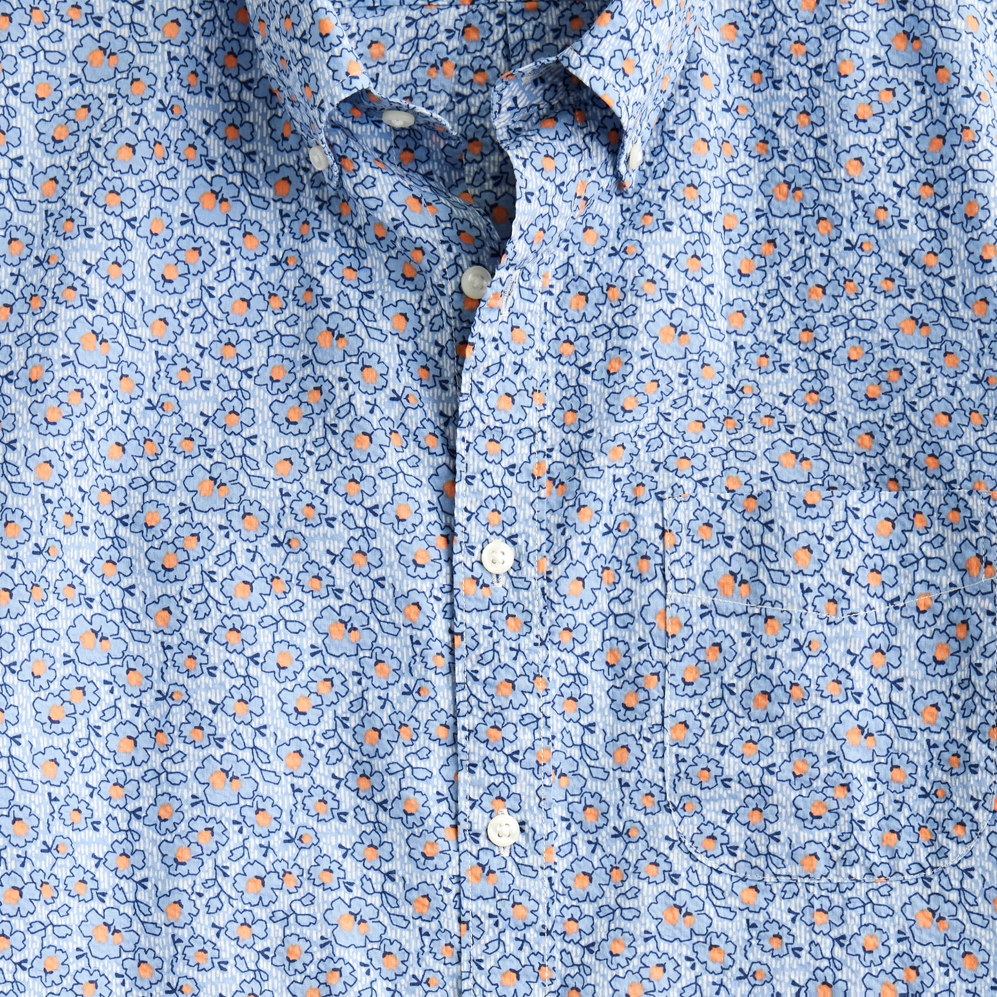 Short-sleeve seersucker shirt in print