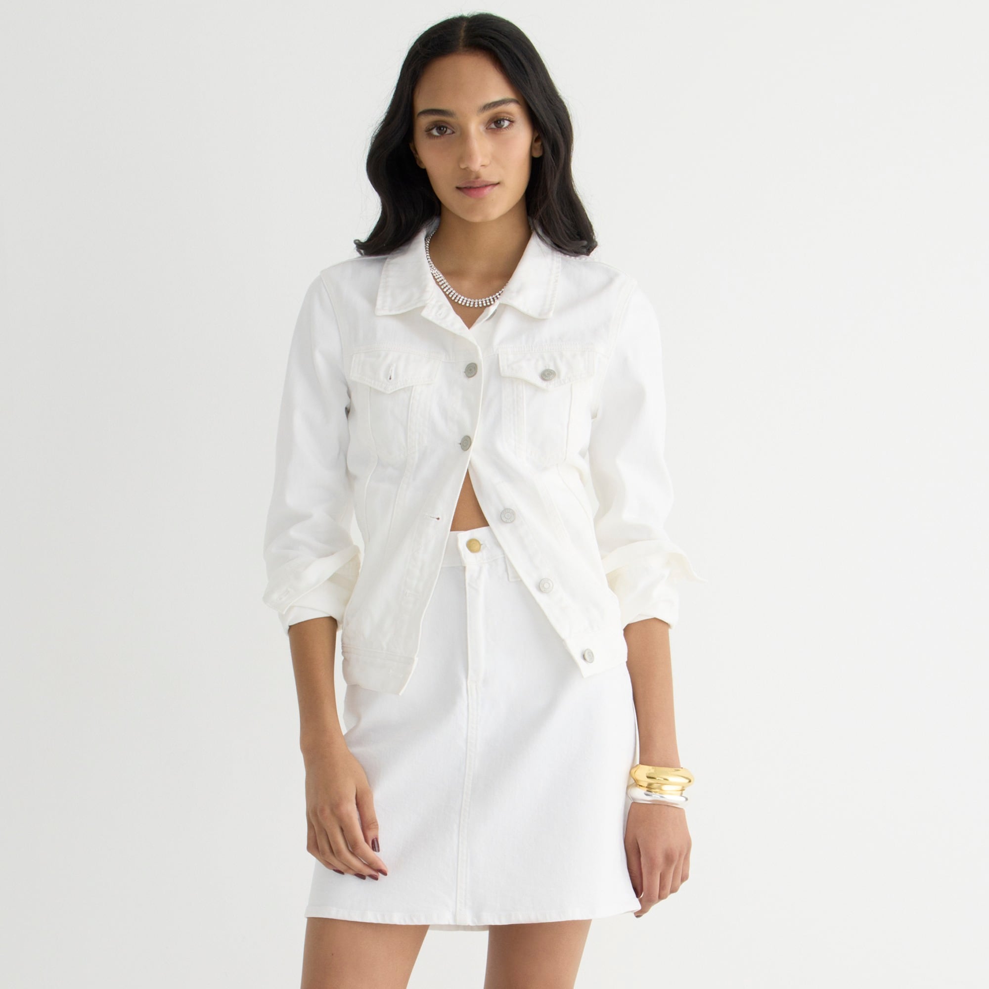 Denim mini skirt in white