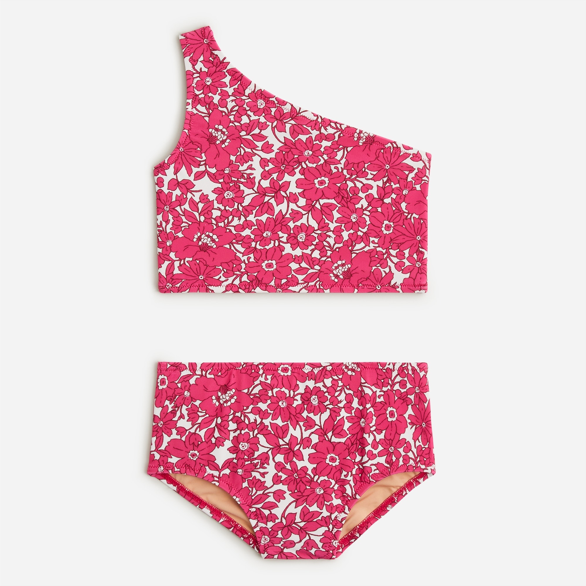 Girls' one-shoulder two-piece swimsuit with UPF 50+