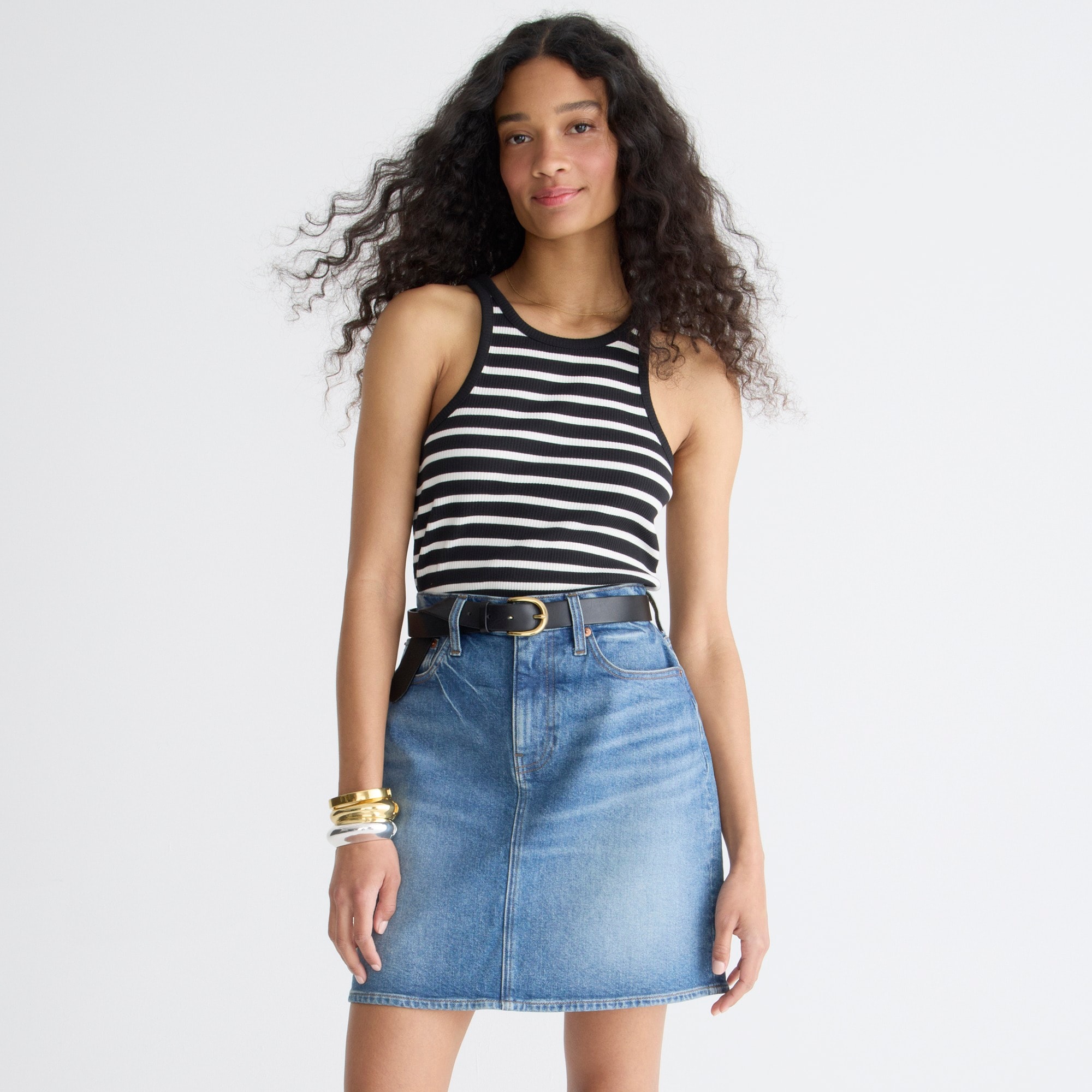 Denim mini skirt in light sky wash