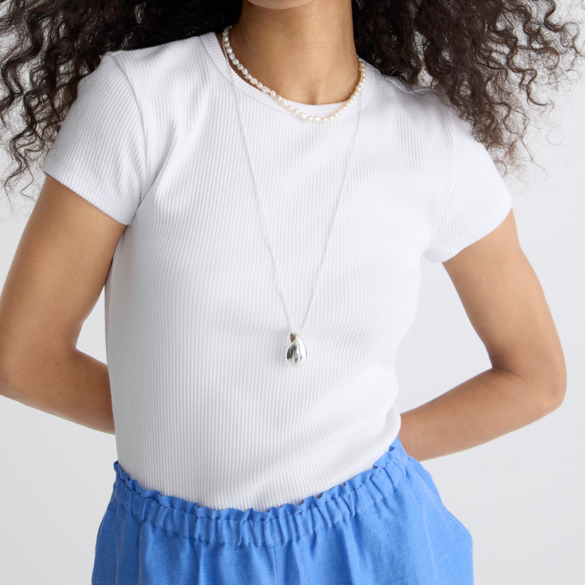 Vintage rib fitted cap-sleeve T-shirt