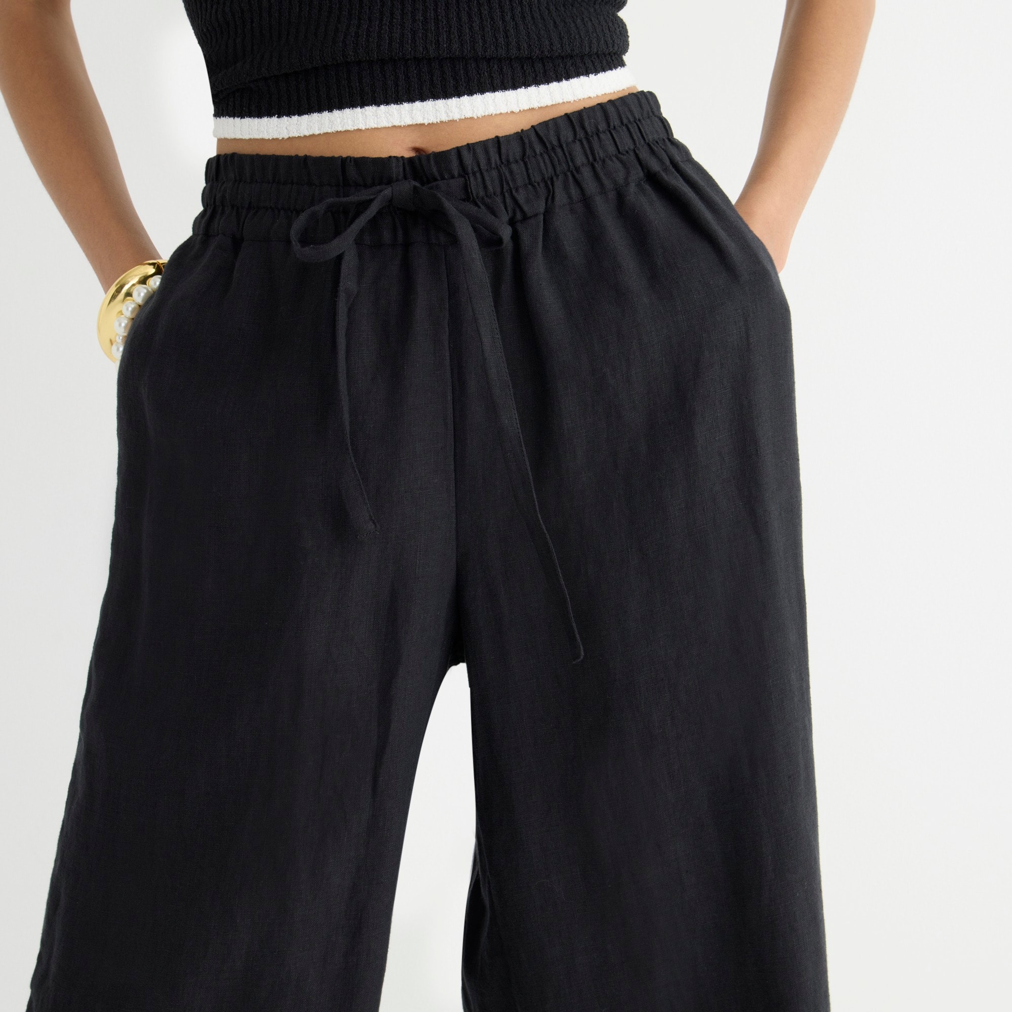 Wide-leg seaside pant in linen