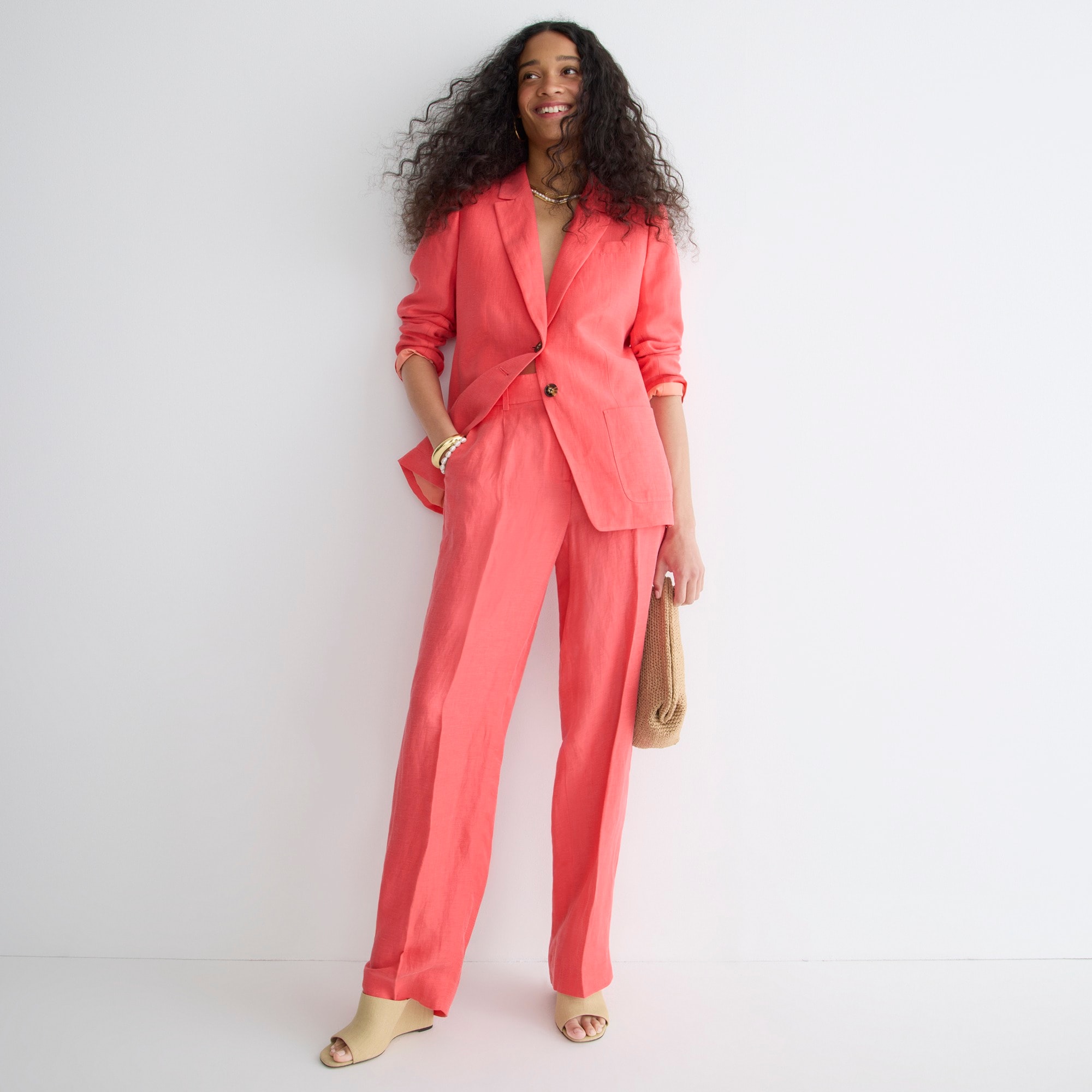 Straight-leg essential pant in Chelsea linen-cupro blend