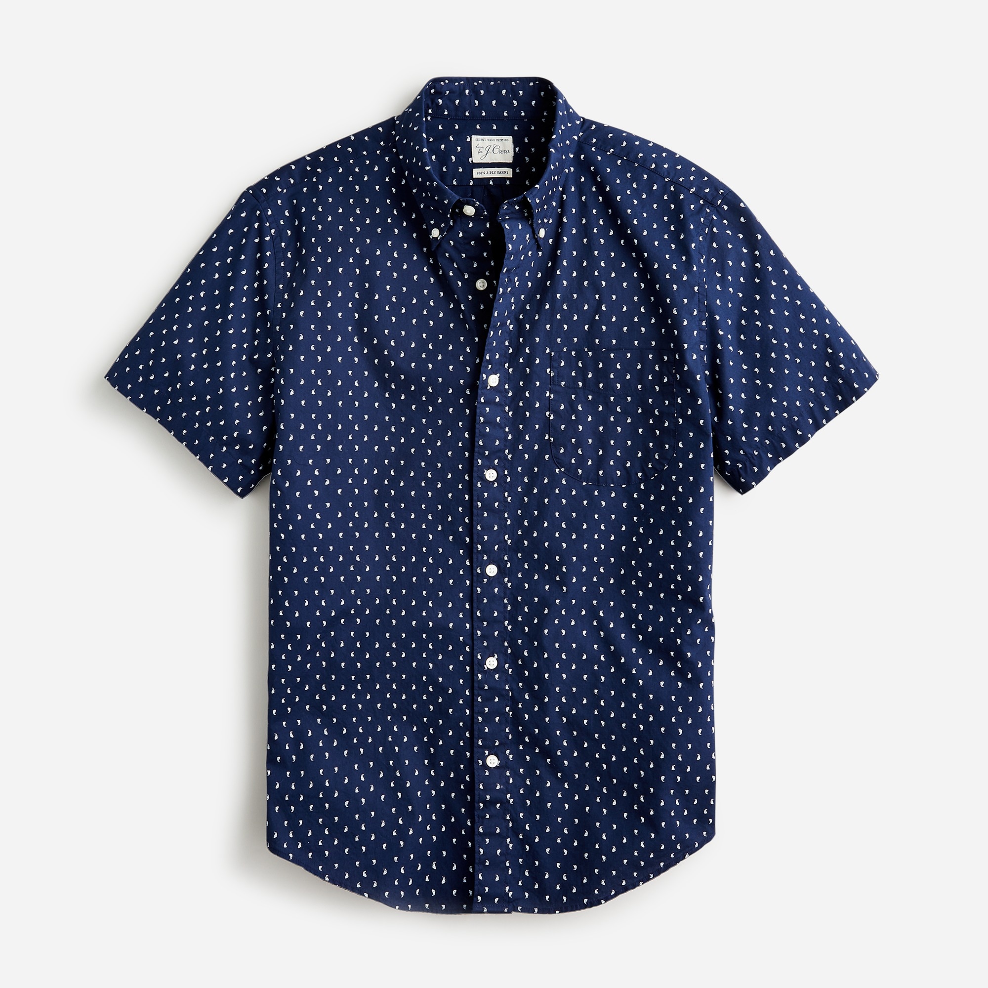 Short-sleeve Secret Wash cotton poplin shirt