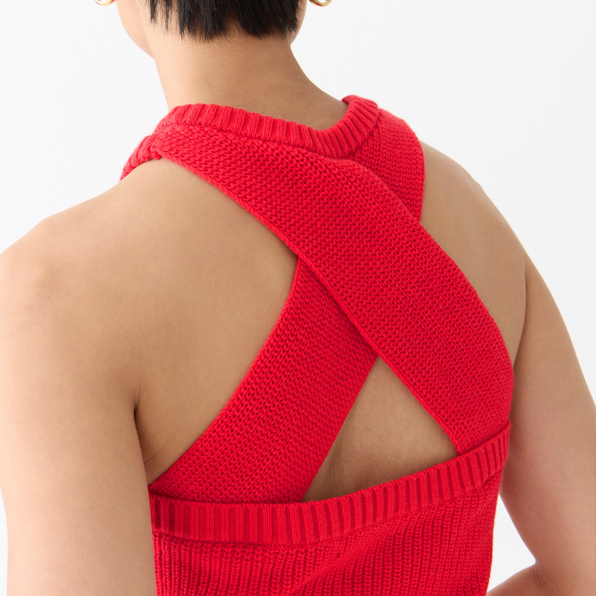 Cotton-blend cross-back tank top