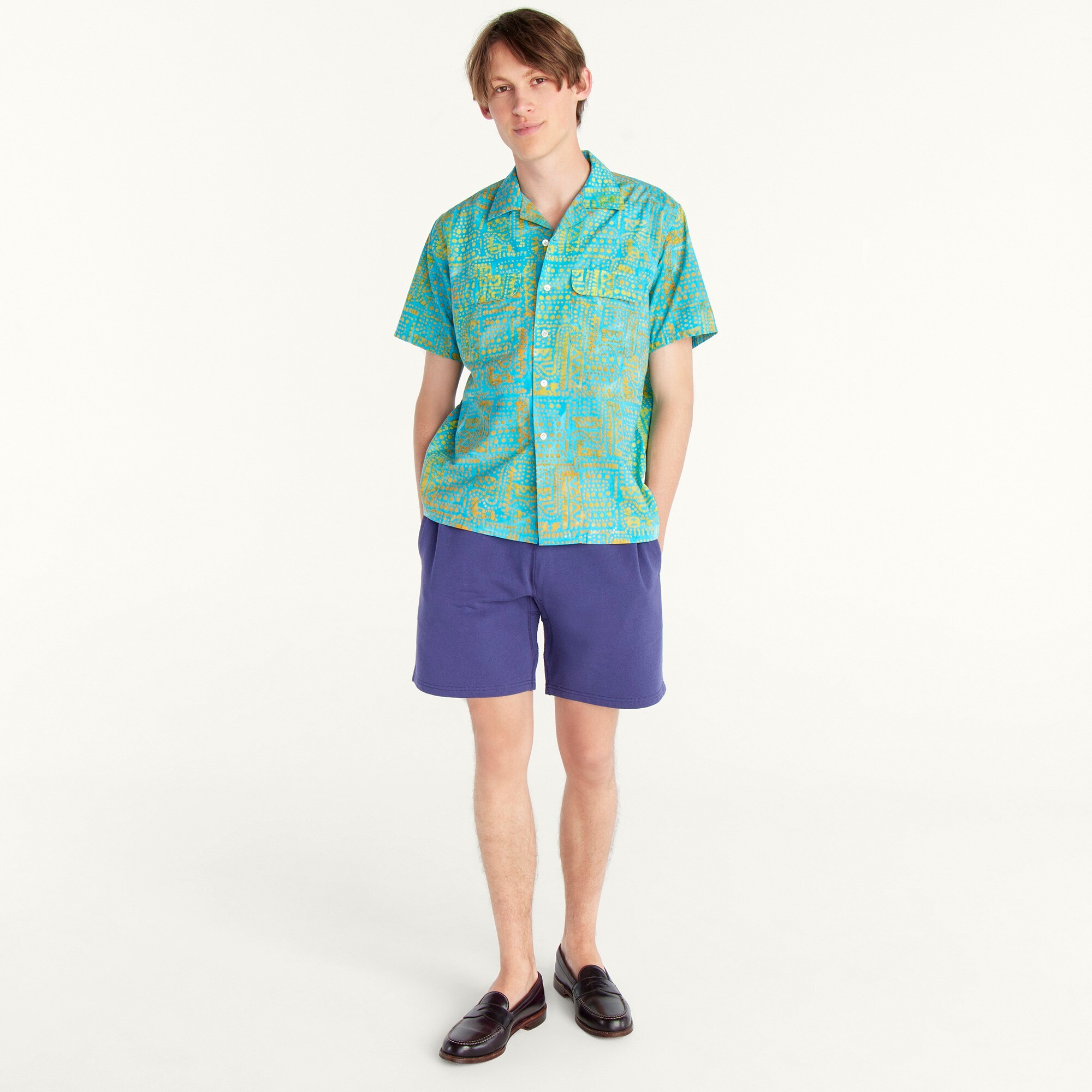 BEAMS PLUS open-collar short-sleeve shirt in batik print
