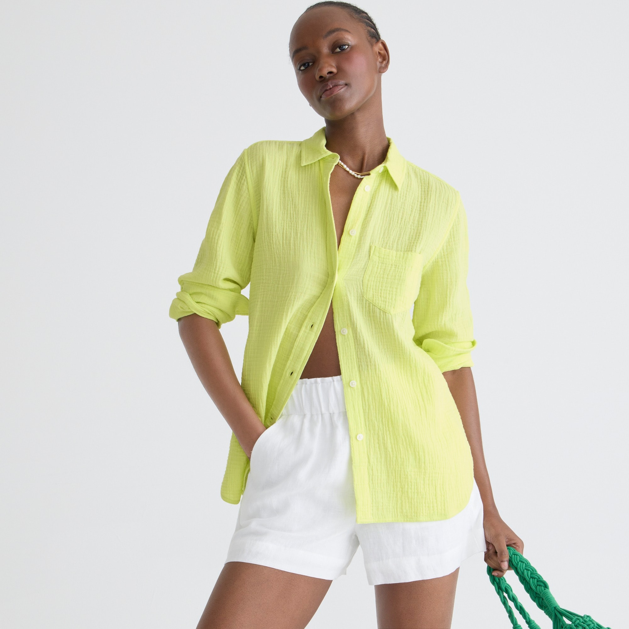 Classic-fit soft gauze shirt