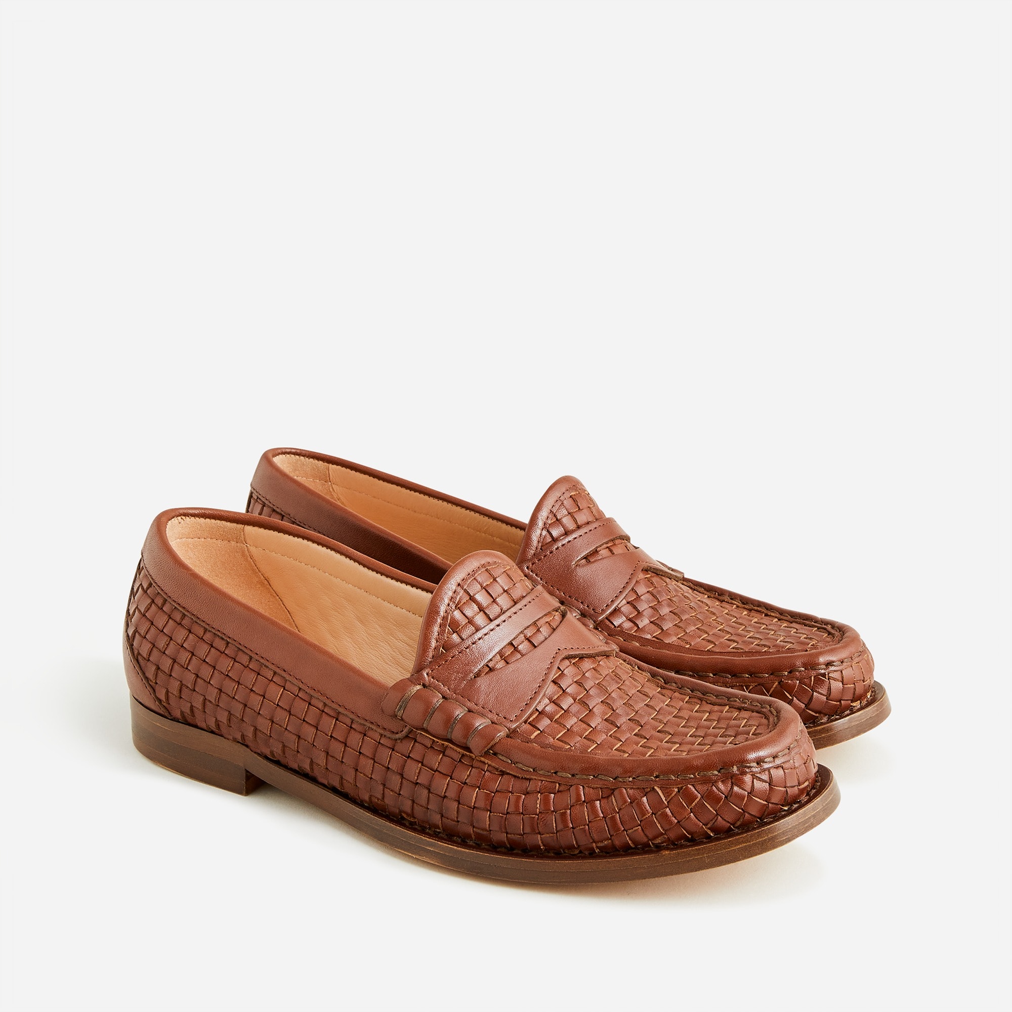 Winona penny loafers in woven Italian leather