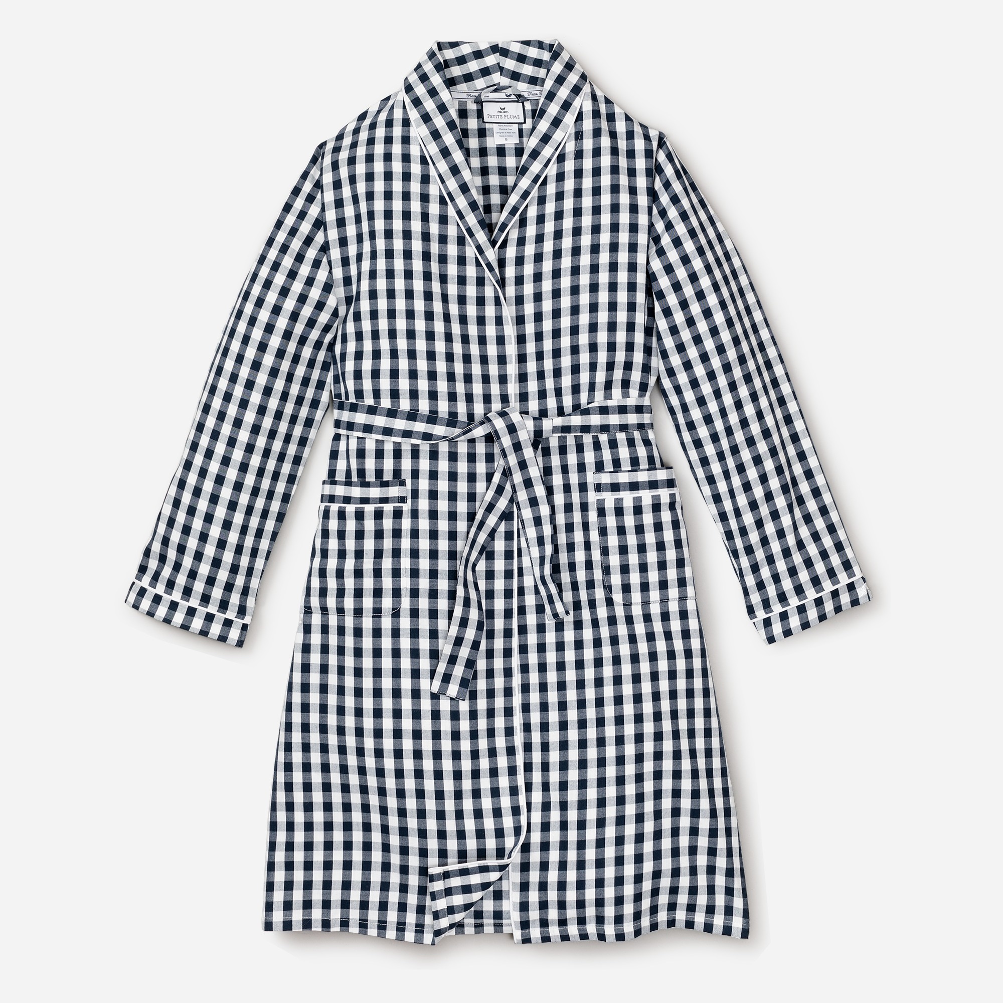 Petite Plume men's robe in gingham