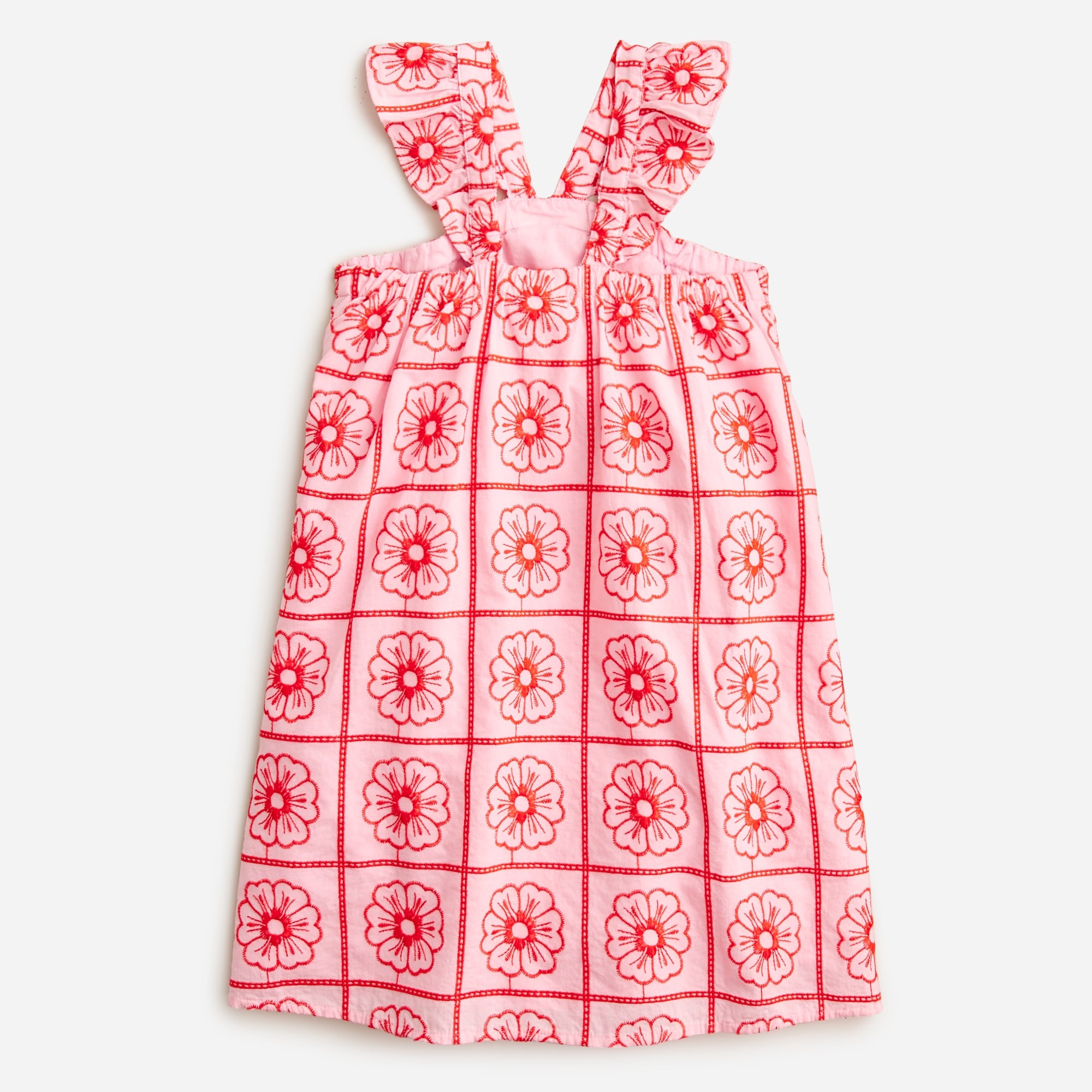 Girls' ruffle halter dress with embroidery
