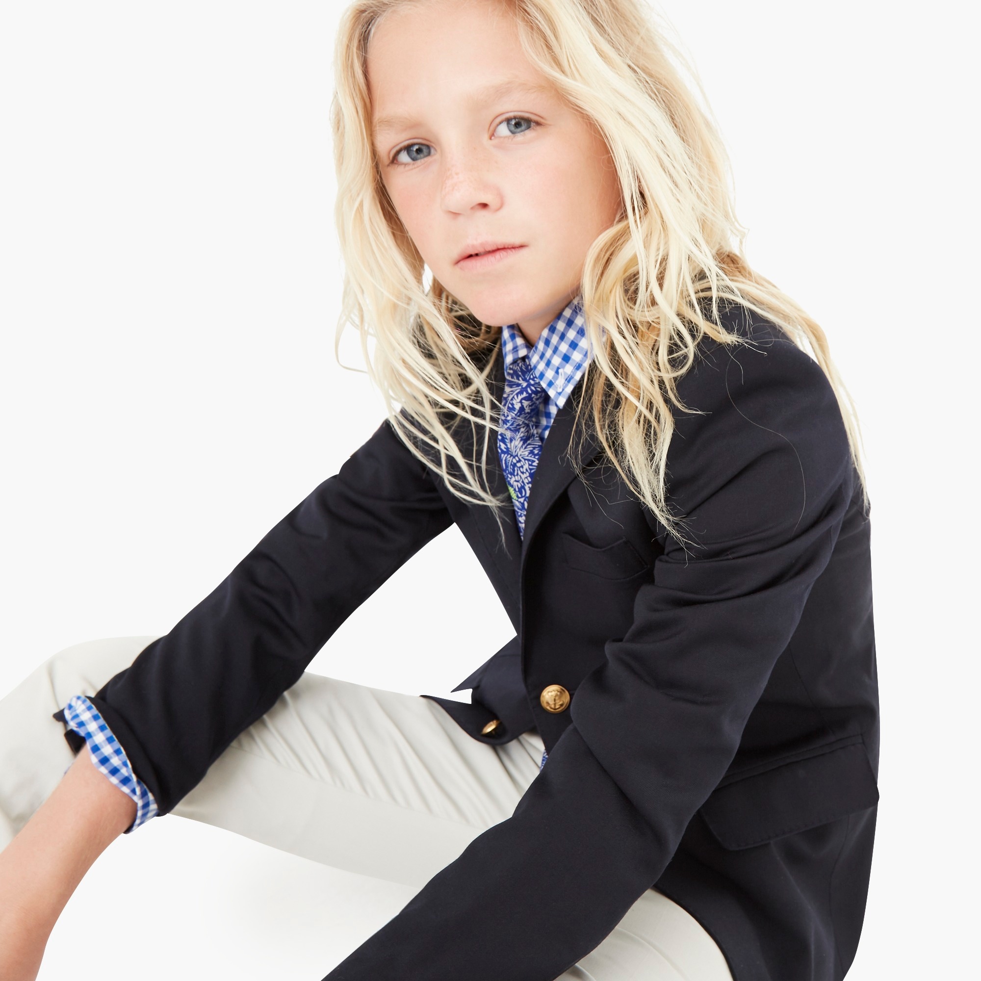 Boys' Ludlow two-button blazer in navy wool blend