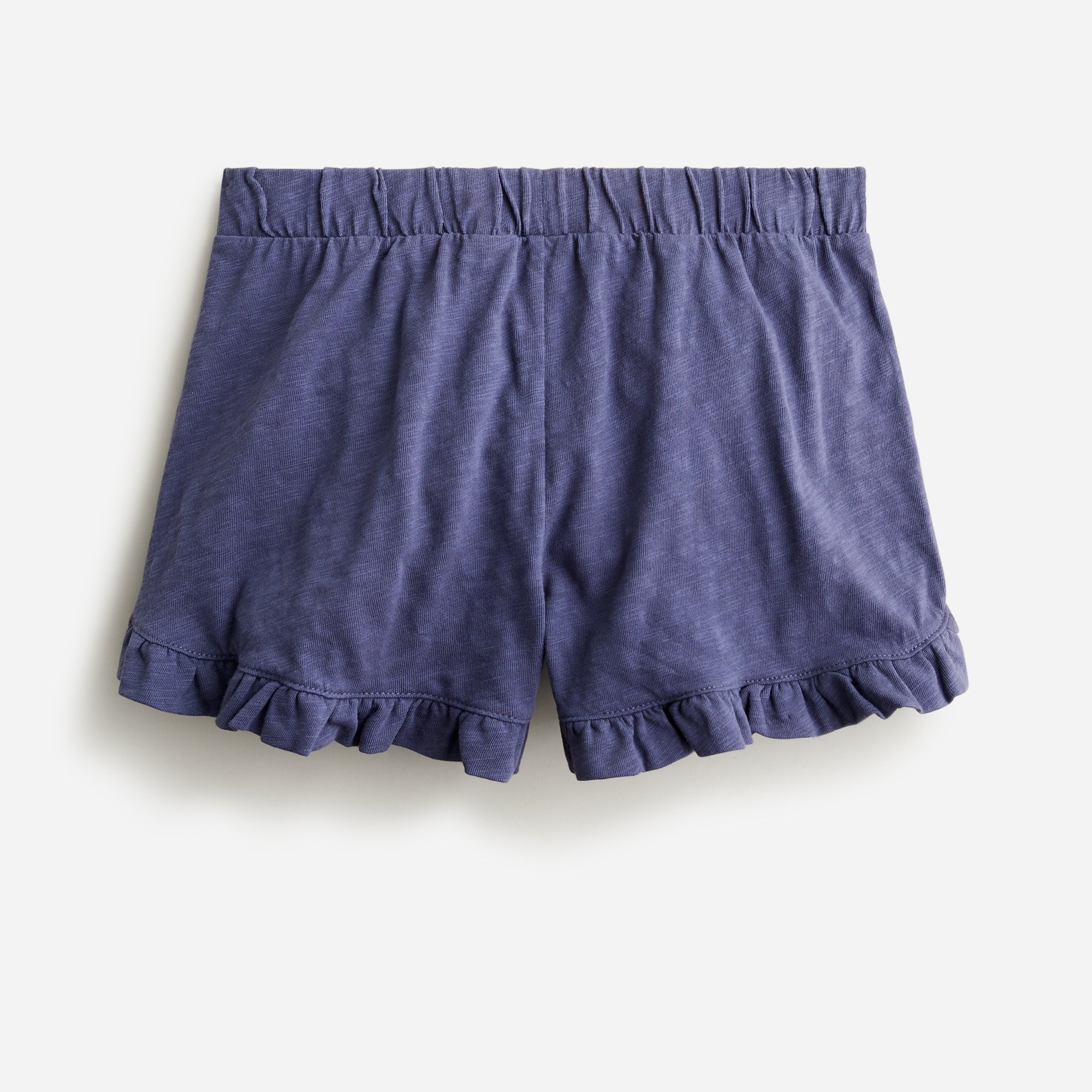 Girls' slub cotton ruffle-trim short