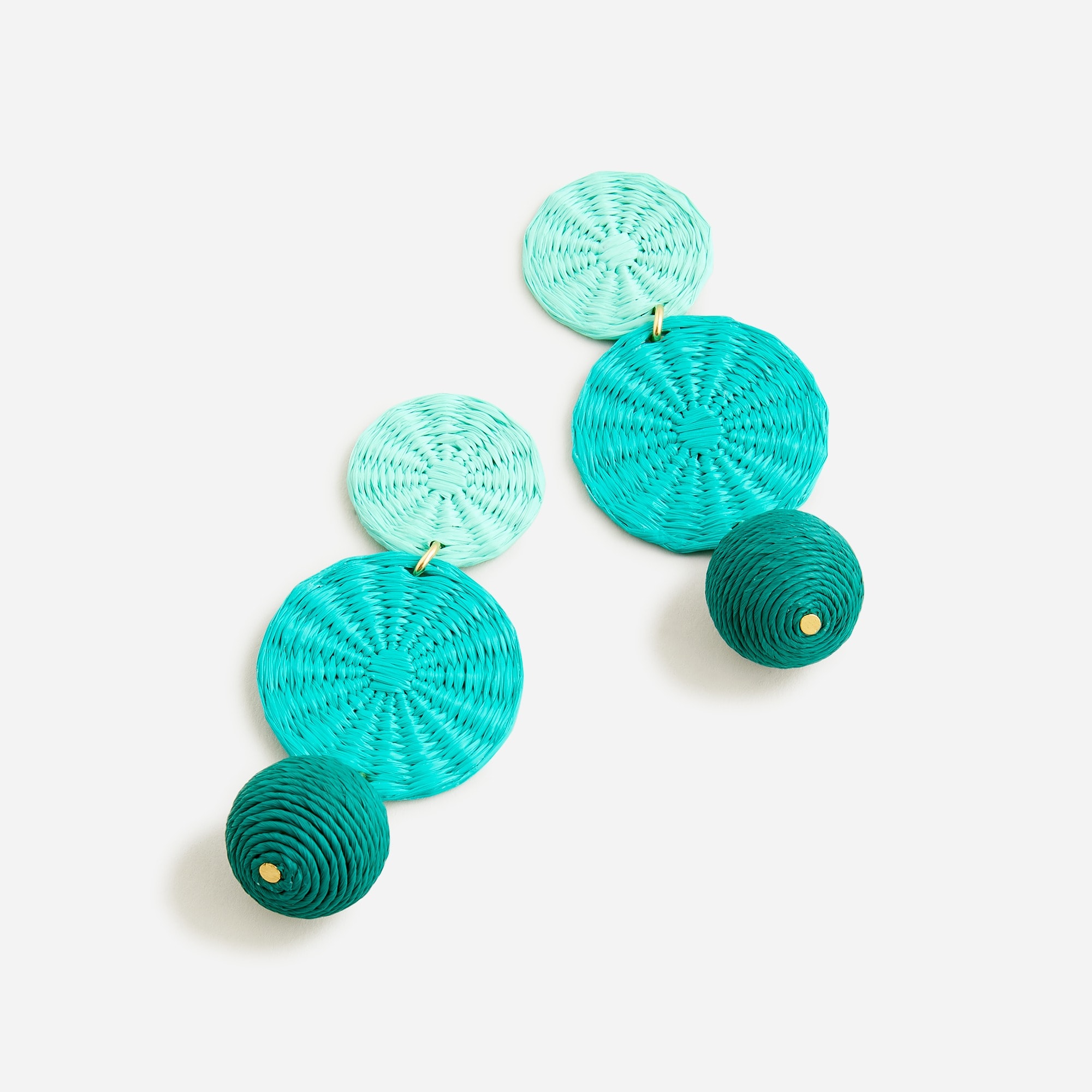 Triple-drop raffia earrings