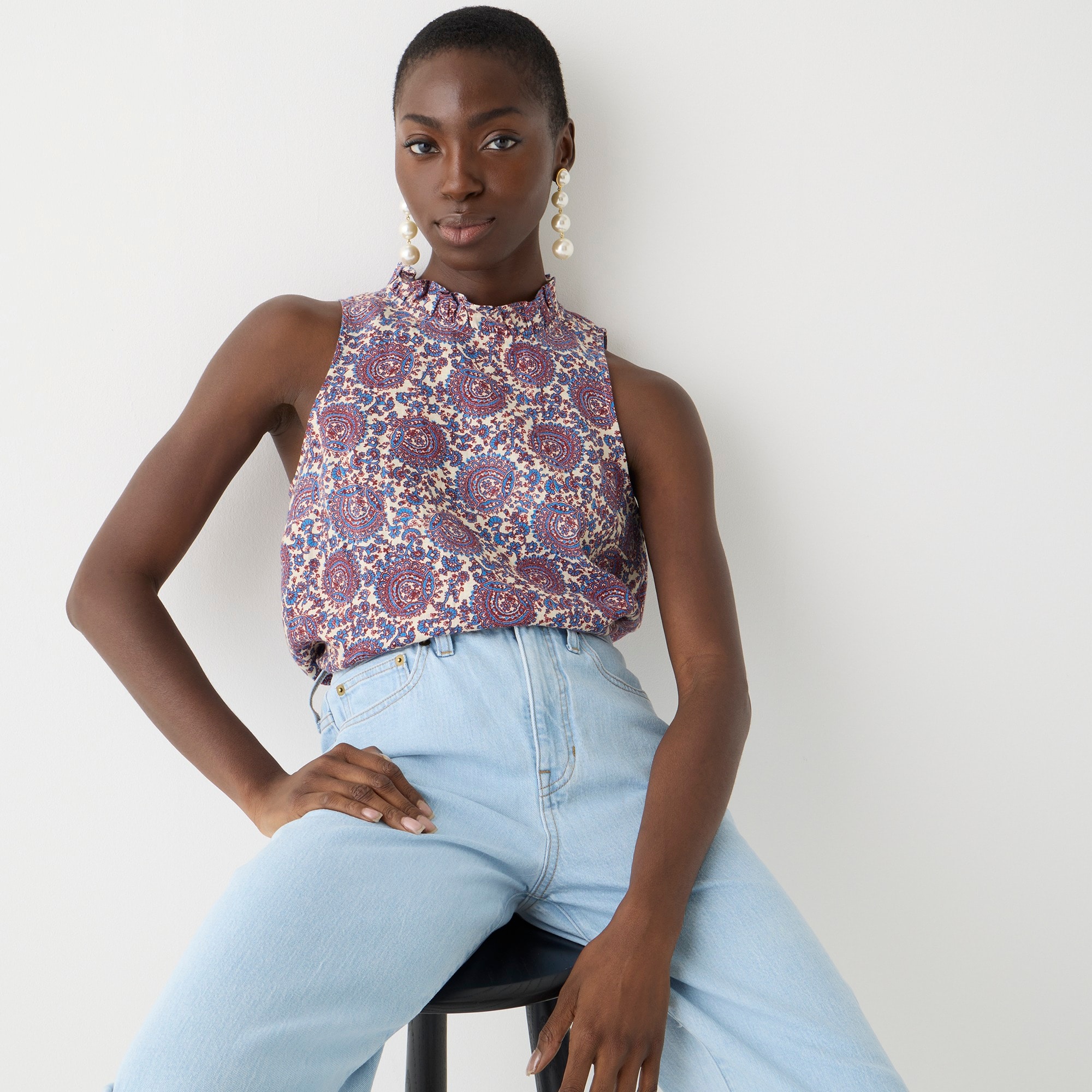 Fleur top in floral linen
