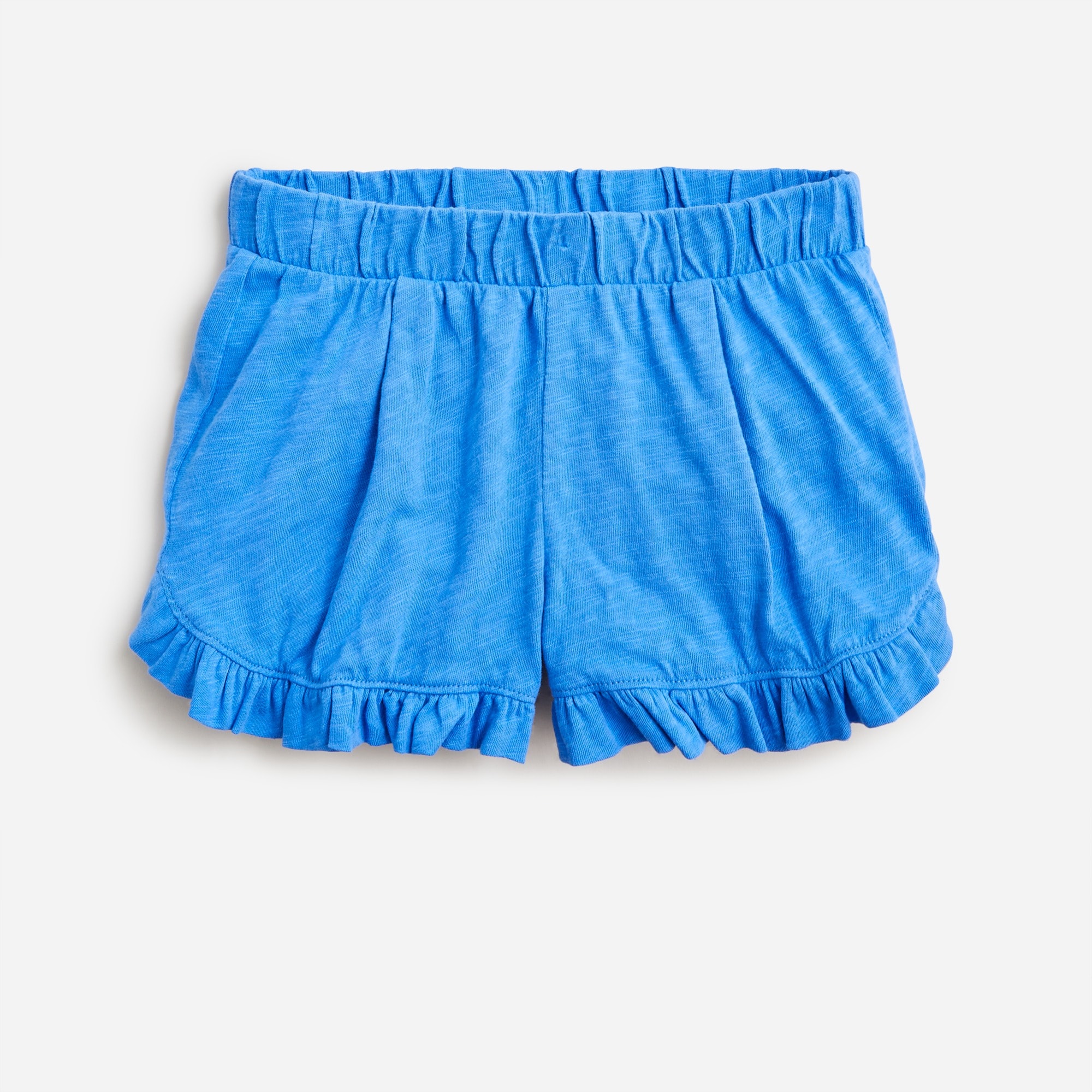 Girls' slub cotton ruffle-trim short