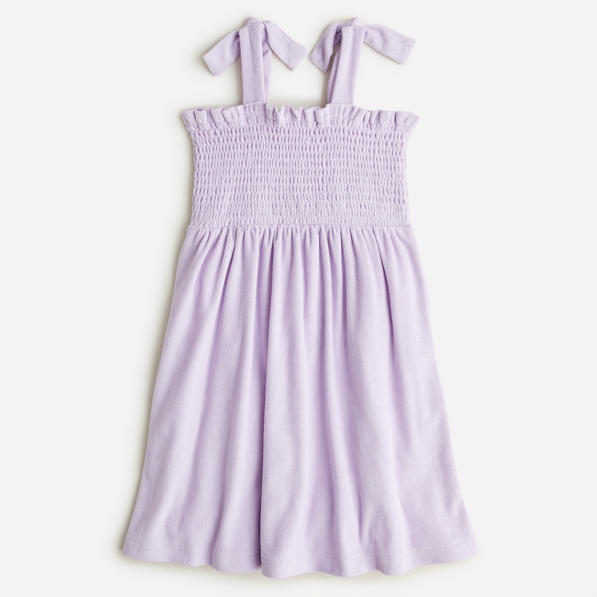 Girls' tie-shoulder dress in towel terry