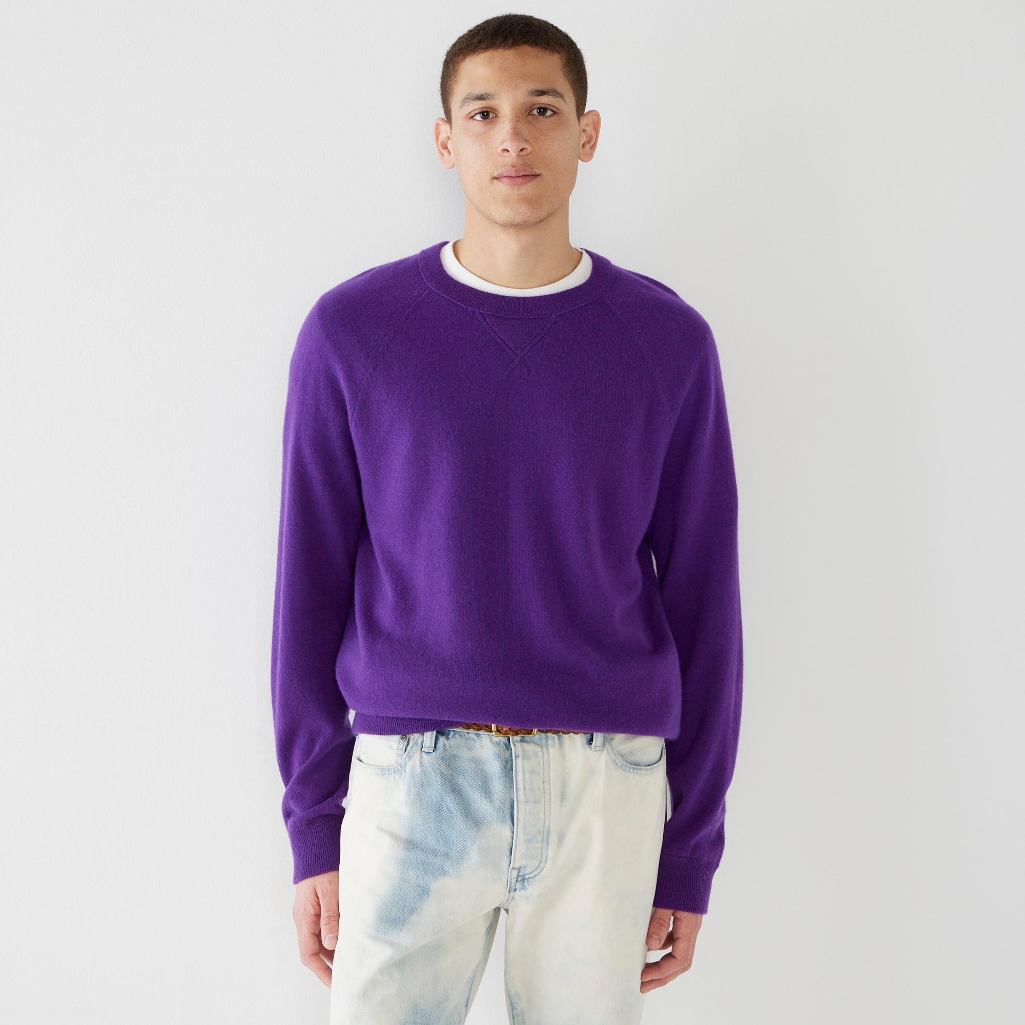 Cashmere raglan-sleeve crewneck sweatshirt
