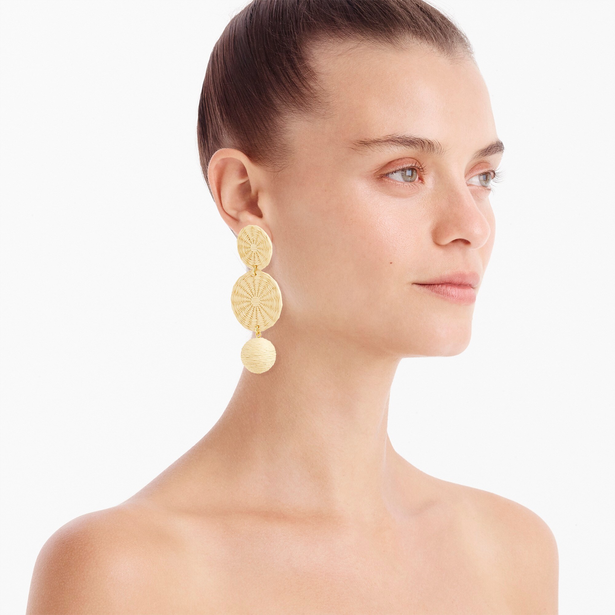 Triple-drop raffia earrings