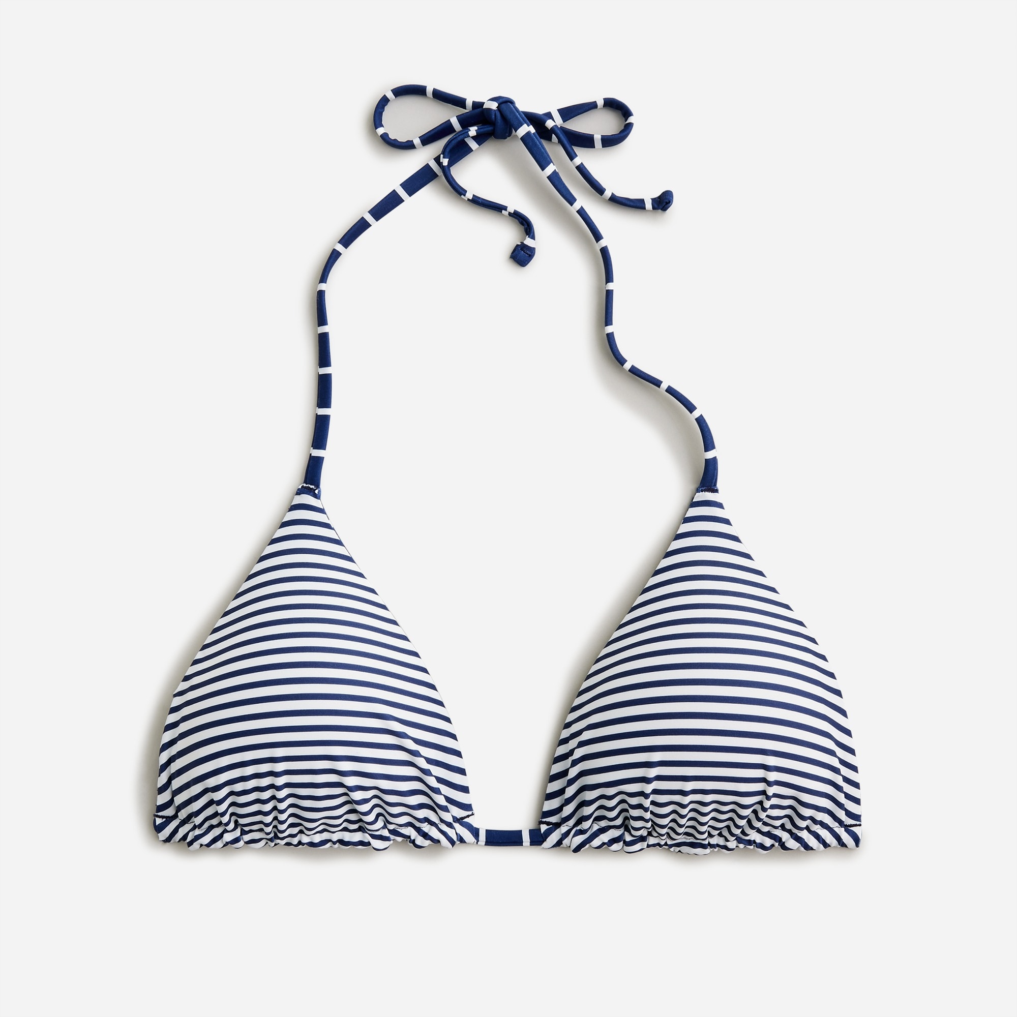 String bikini top in reversible navy stripe