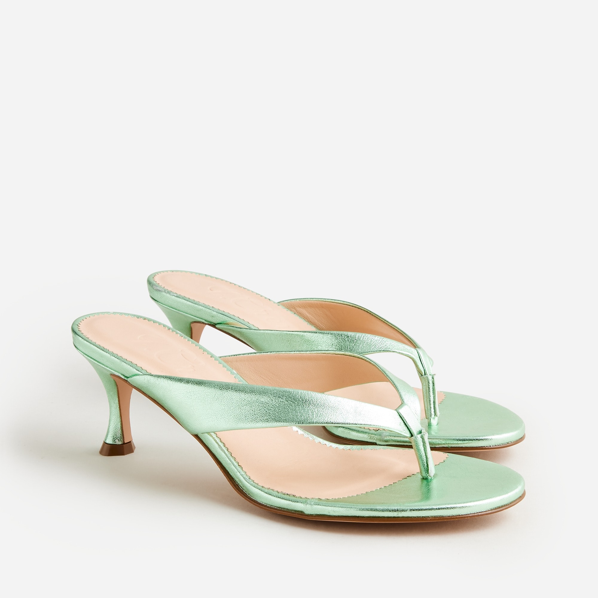 Violetta made-in-Italy thong sandals in Italian metallic leather