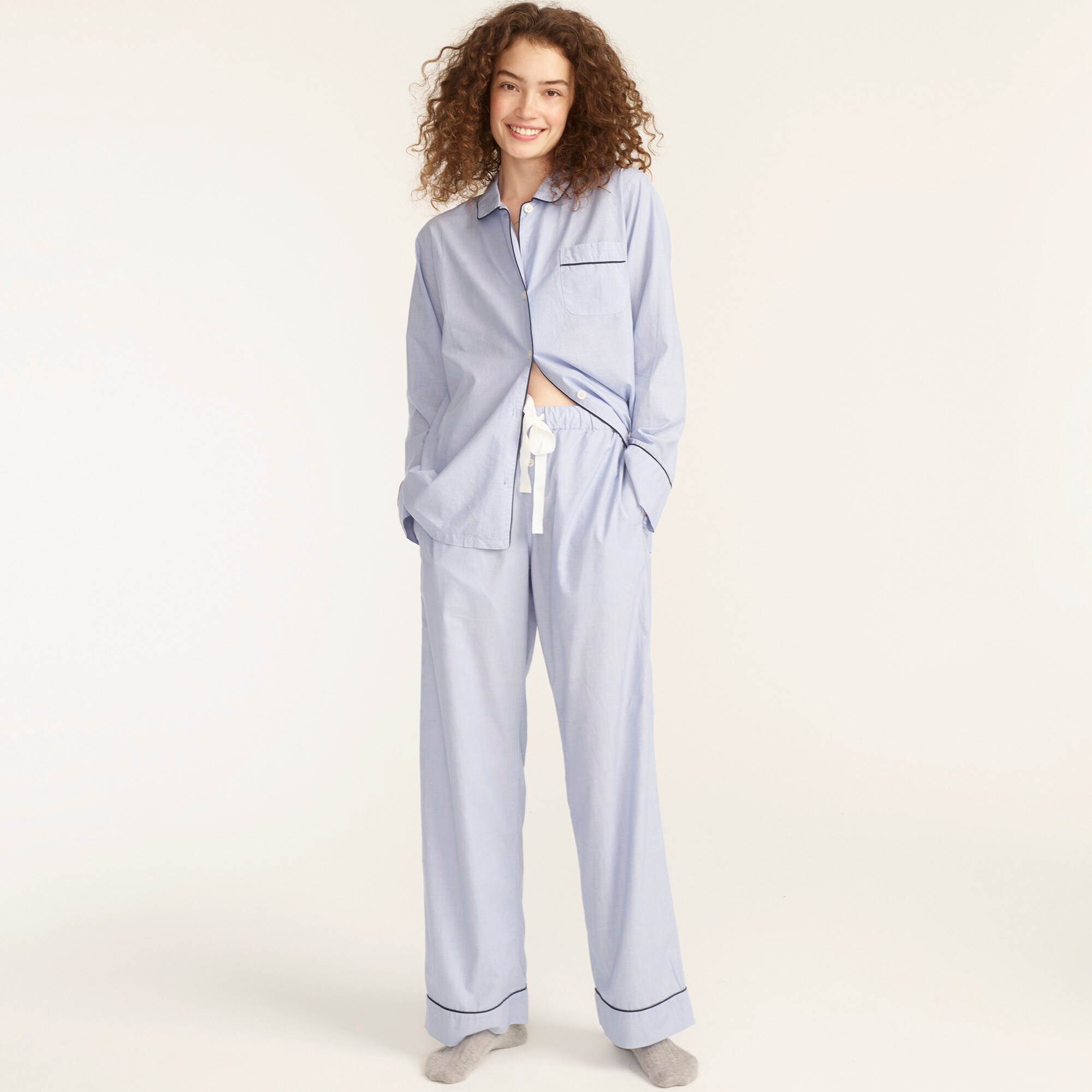 End-on-end cotton long-sleeve pajama set