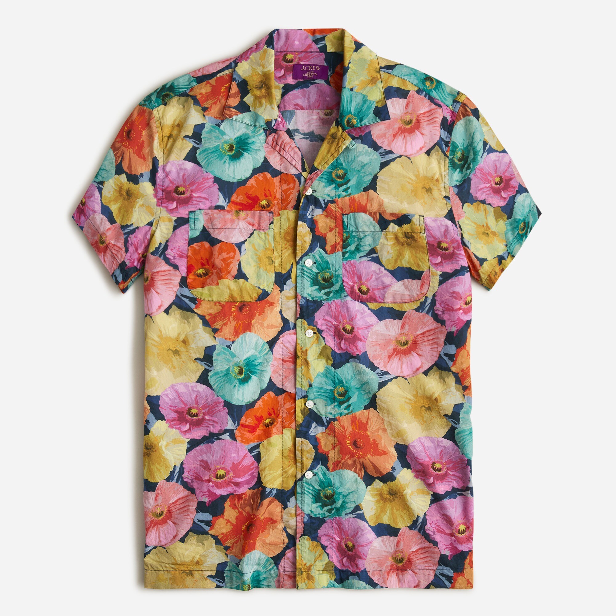 Short-sleeve camp-collar shirt in Liberty® print
