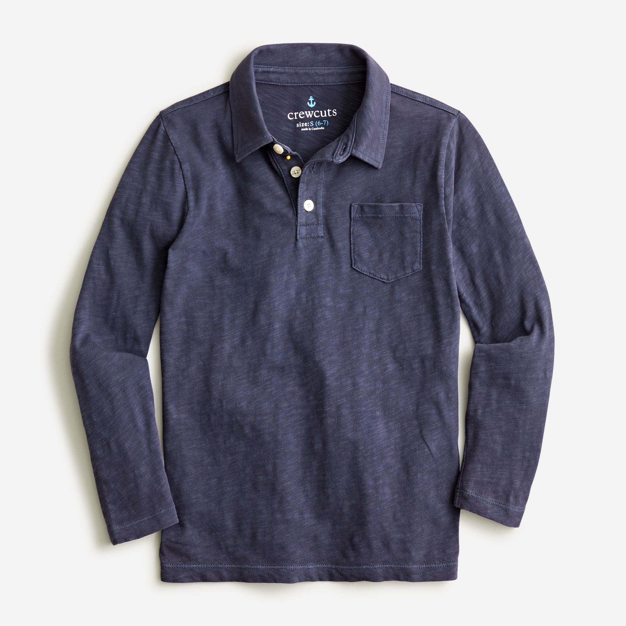 Kids' garment-dyed long-sleeve polo shirt