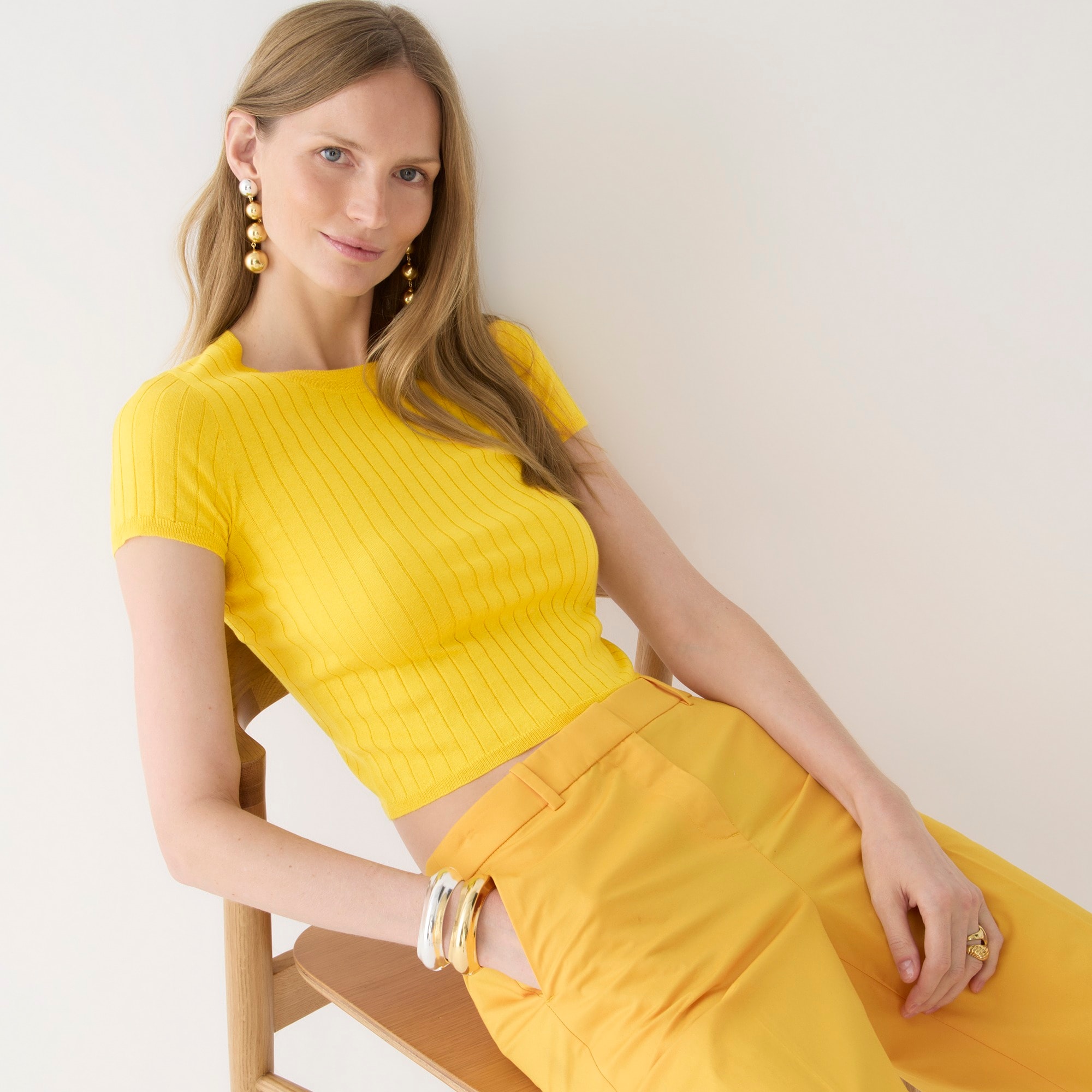 Silk-cashmere blend cropped T-shirt