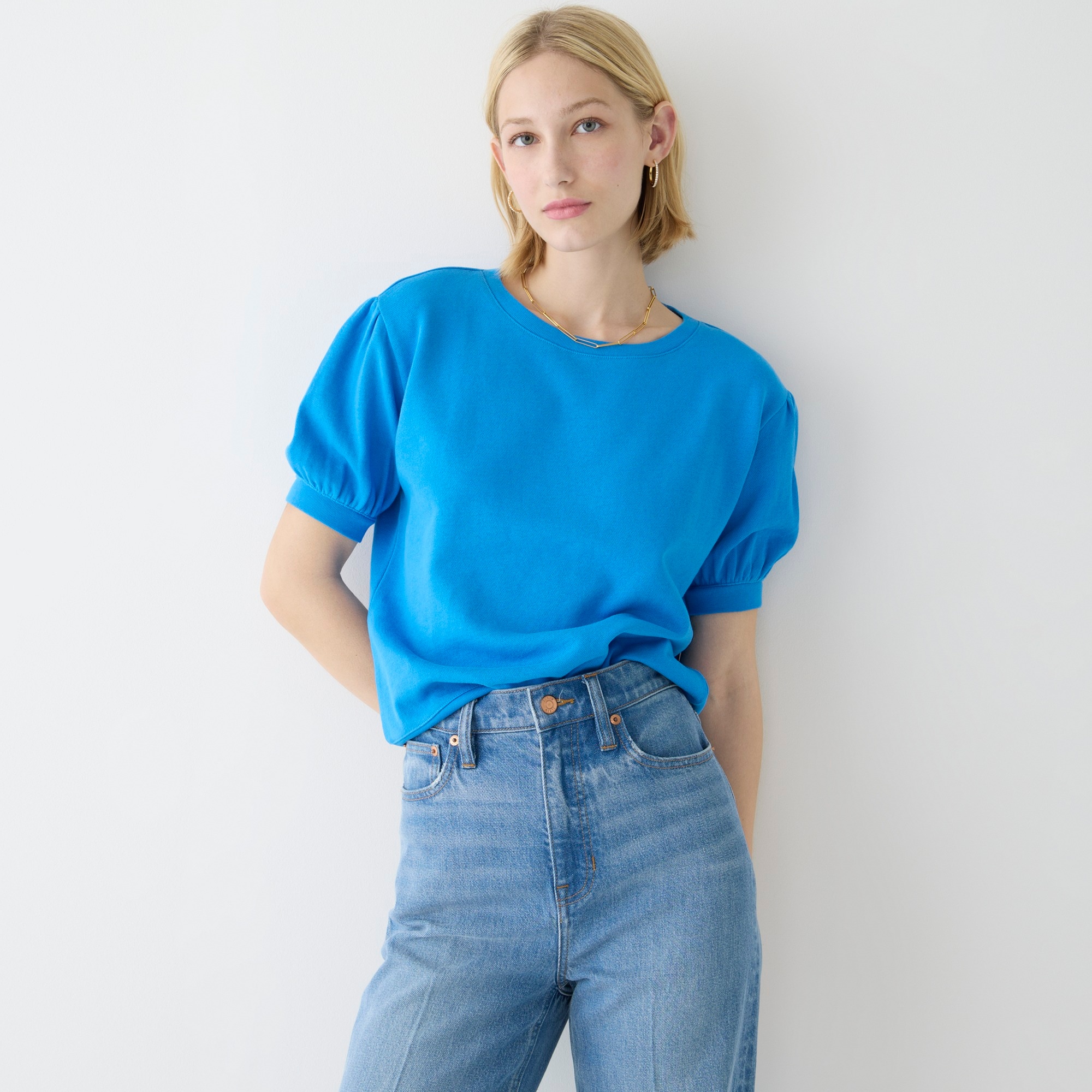 Terry puff-sleeve sweatshirt