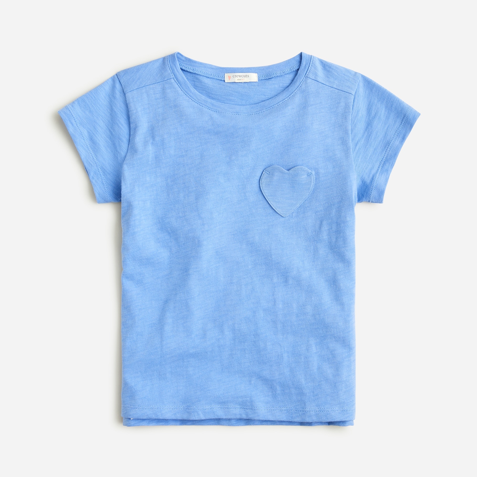 Girls' short-sleeve heart-pocket T-shirt
