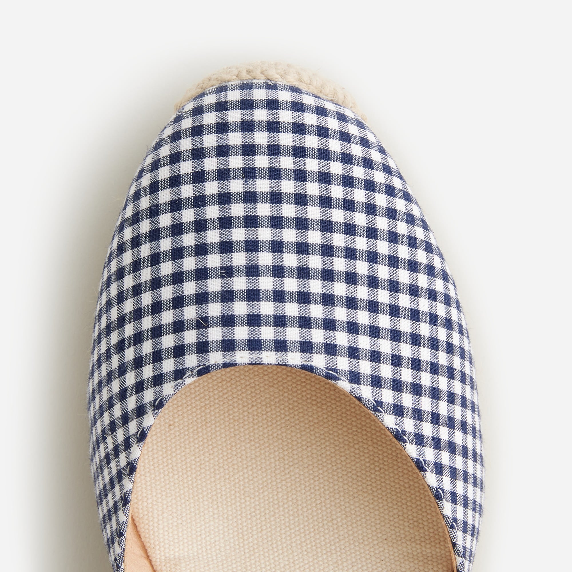 Made-in-Spain lace-up high-heel espadrilles in gingham