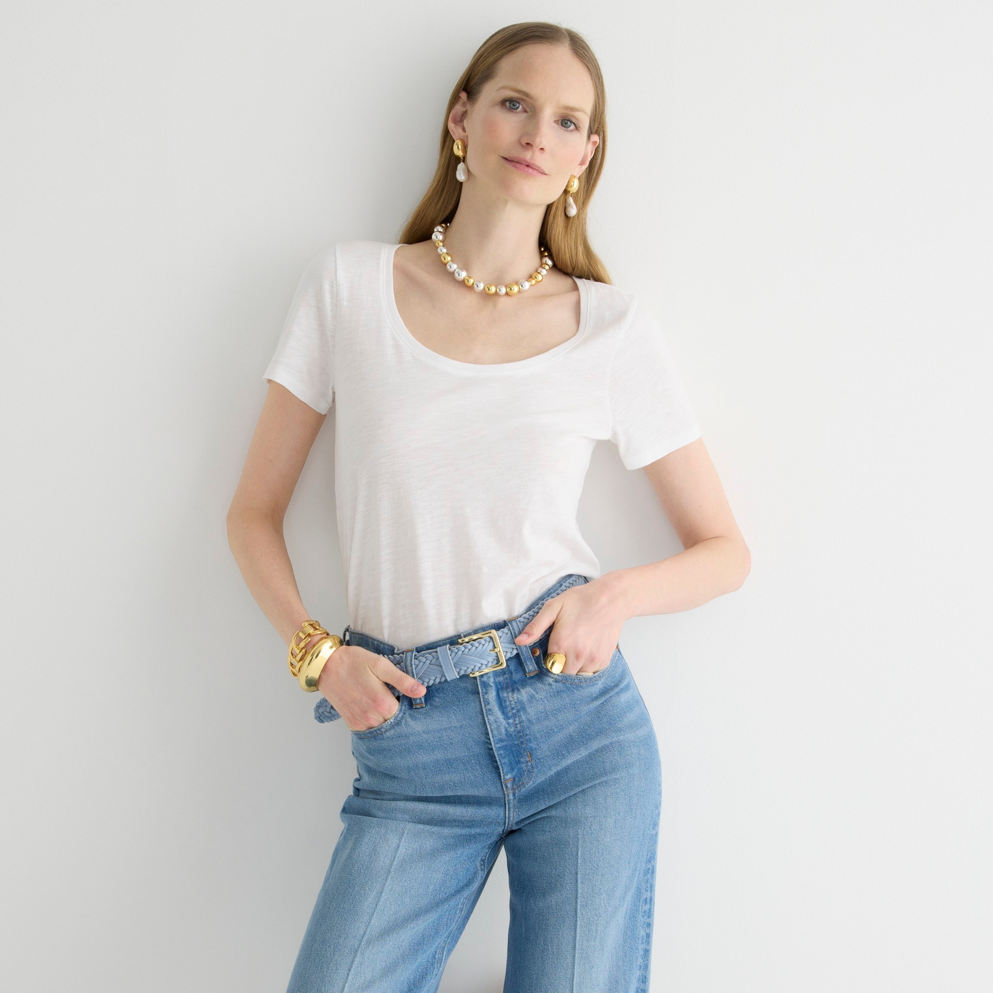 Vintage cotton scoopneck T-shirt