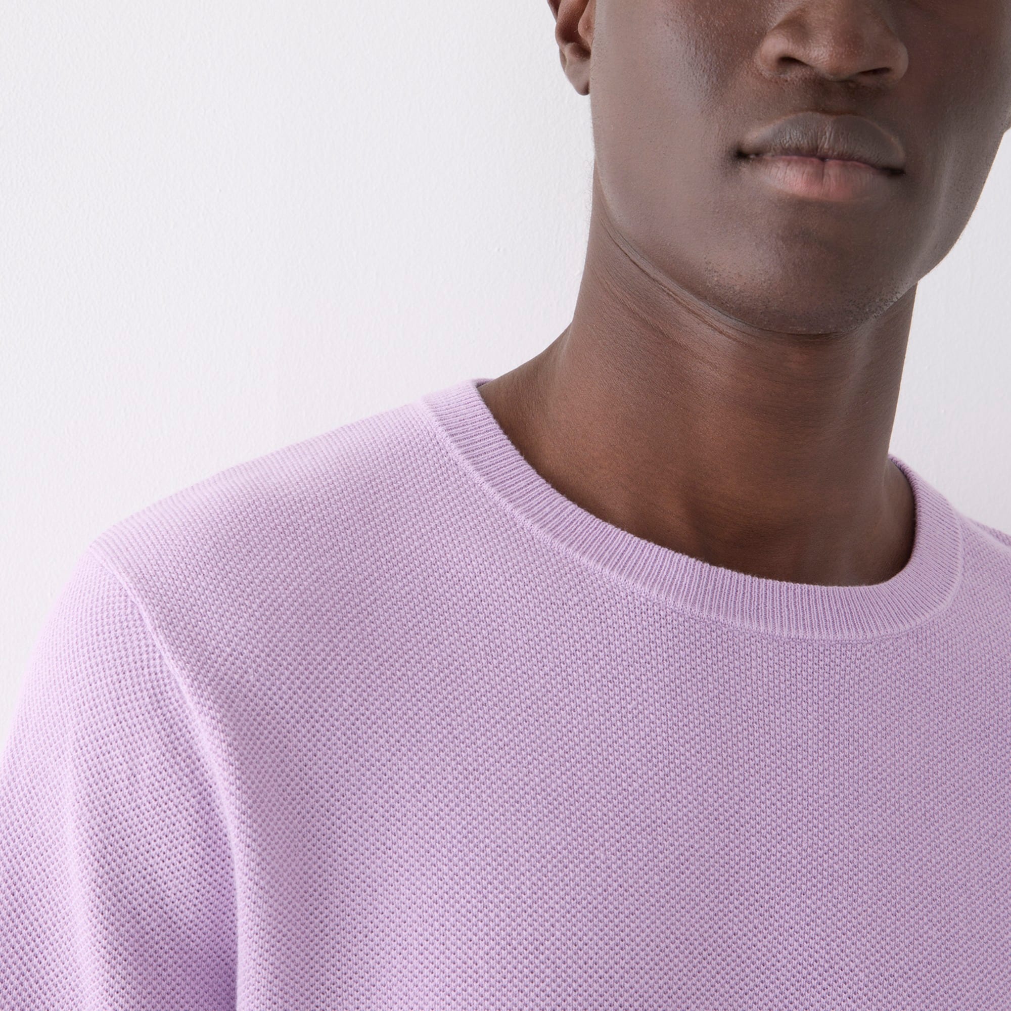 Cotton piqué-stitch crewneck sweater