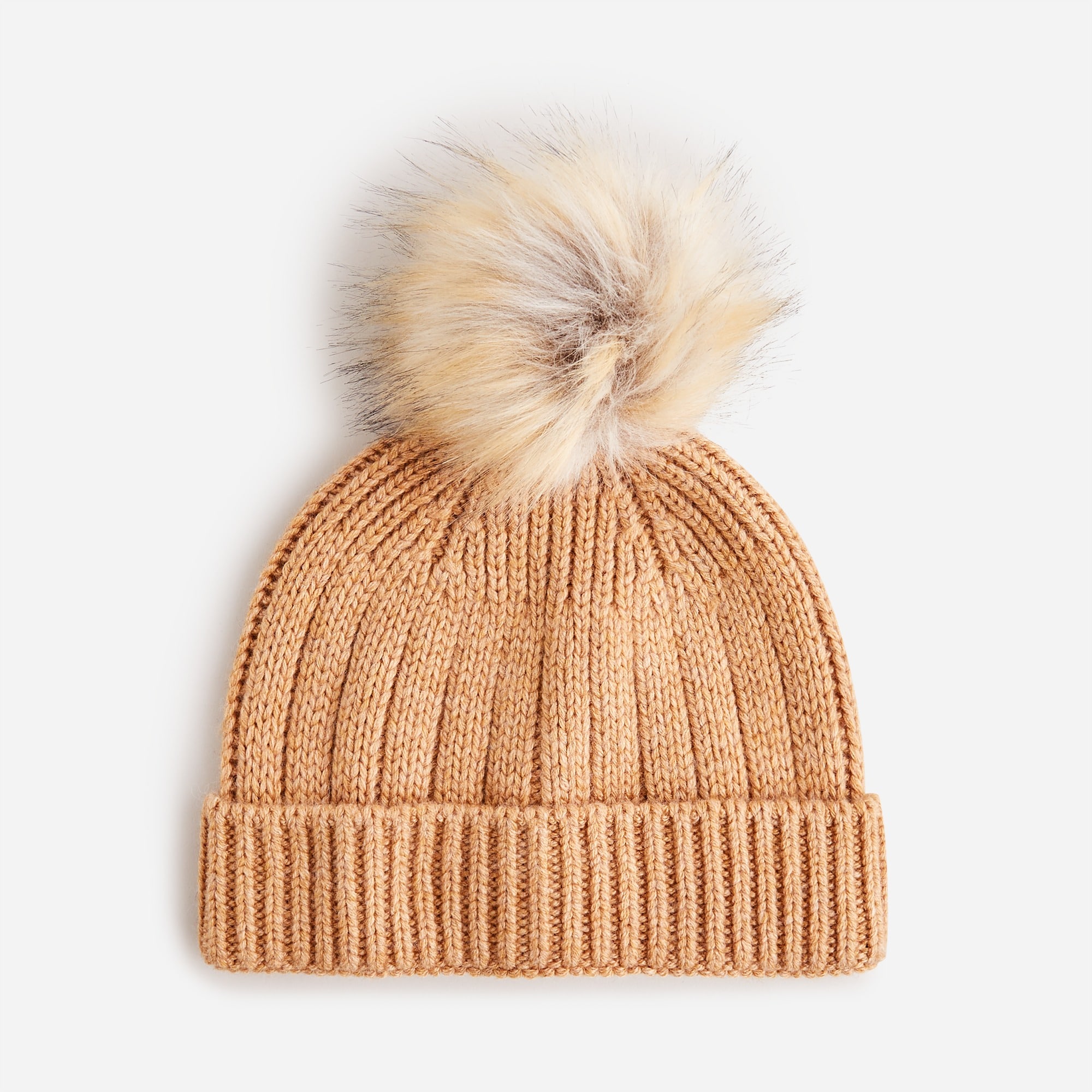Ribbed pom-pom beanie