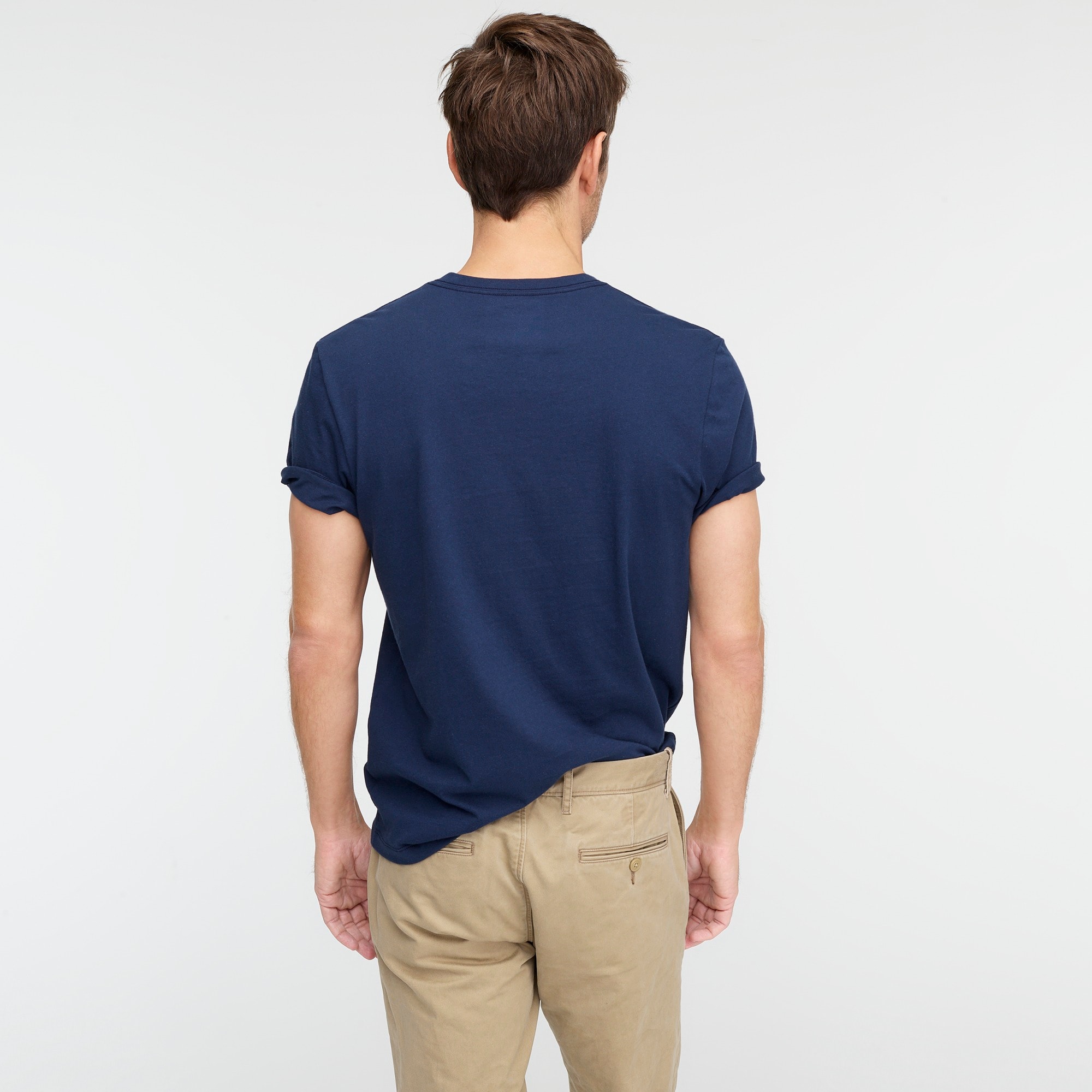 Broken-in short-sleeve V-neck T-shirt