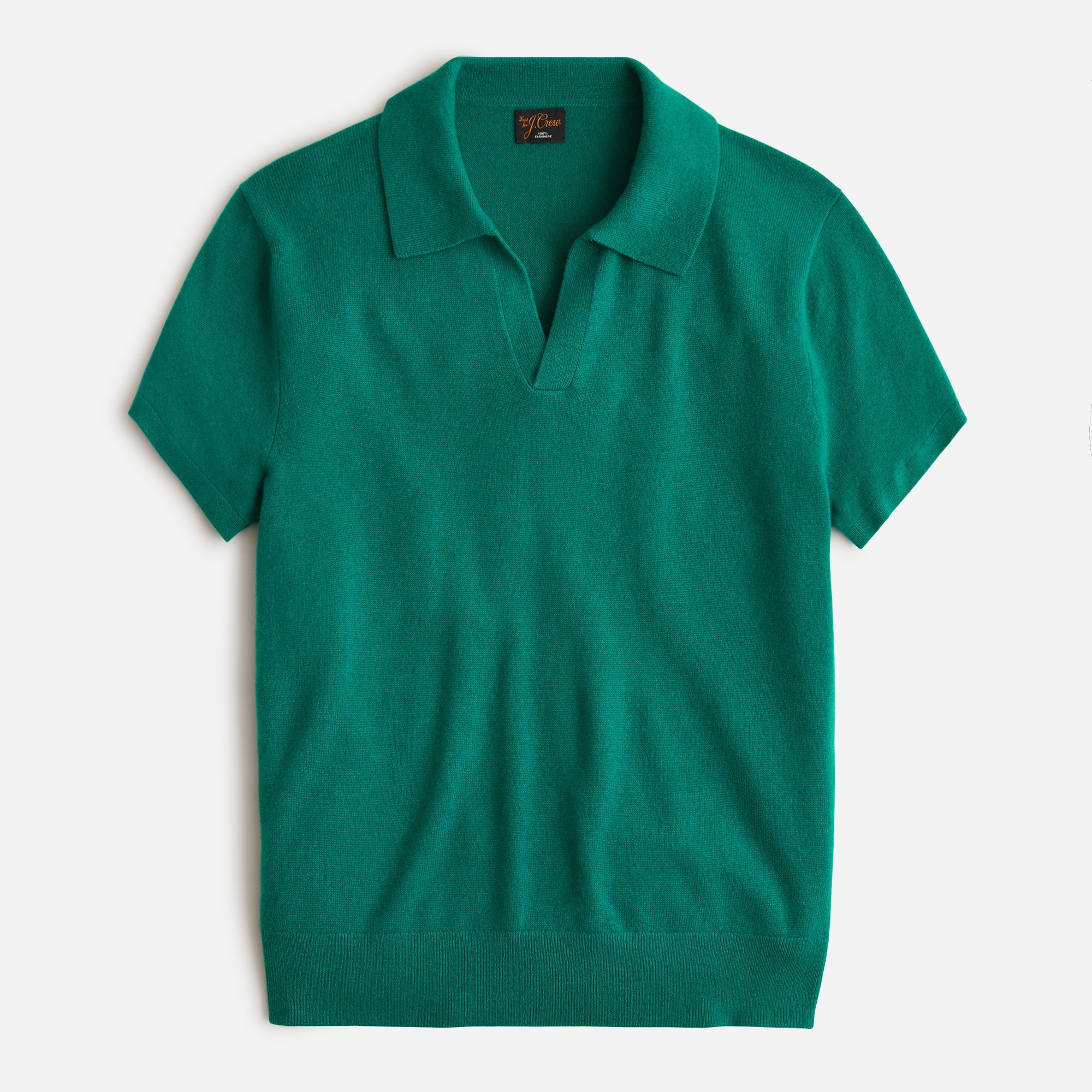 Cashmere short-sleeve johnny-collar sweater-polo