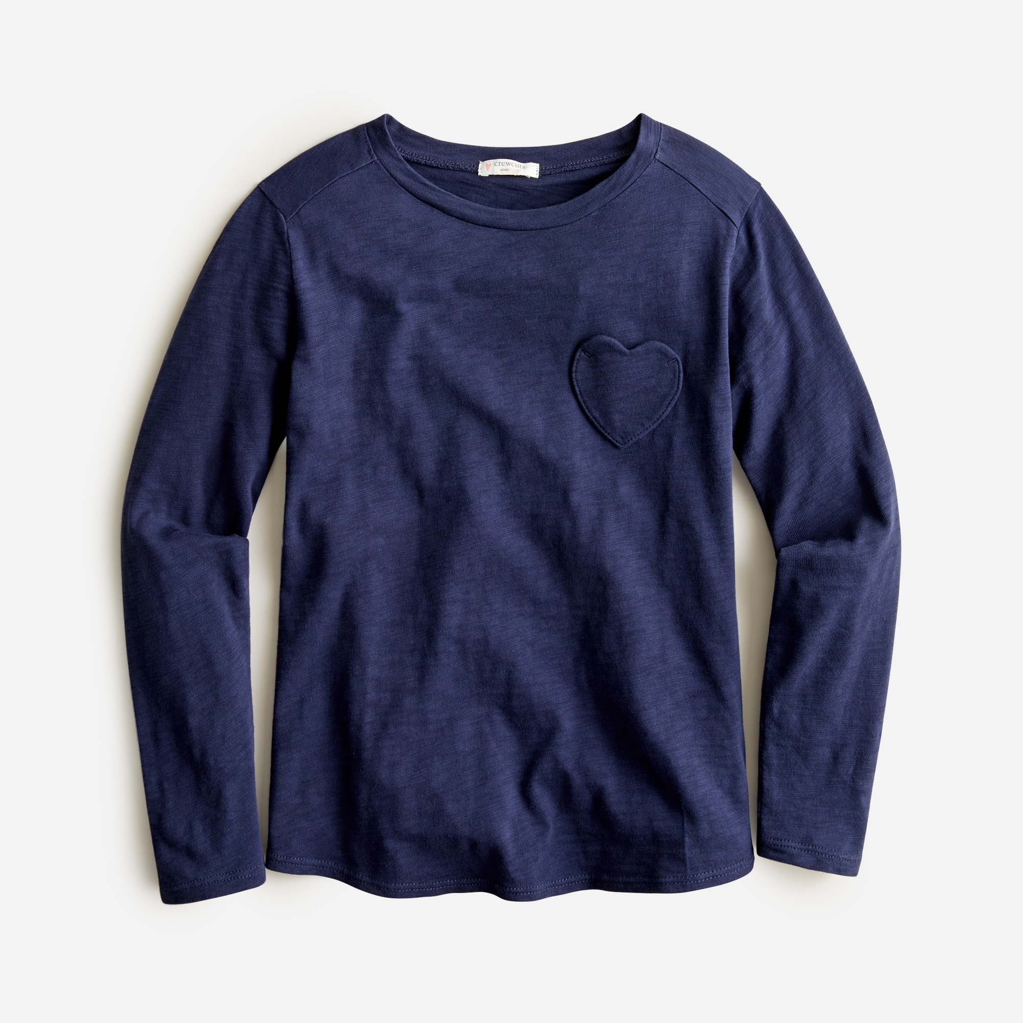 Girls' long-sleeve heart-pocket T-shirt
