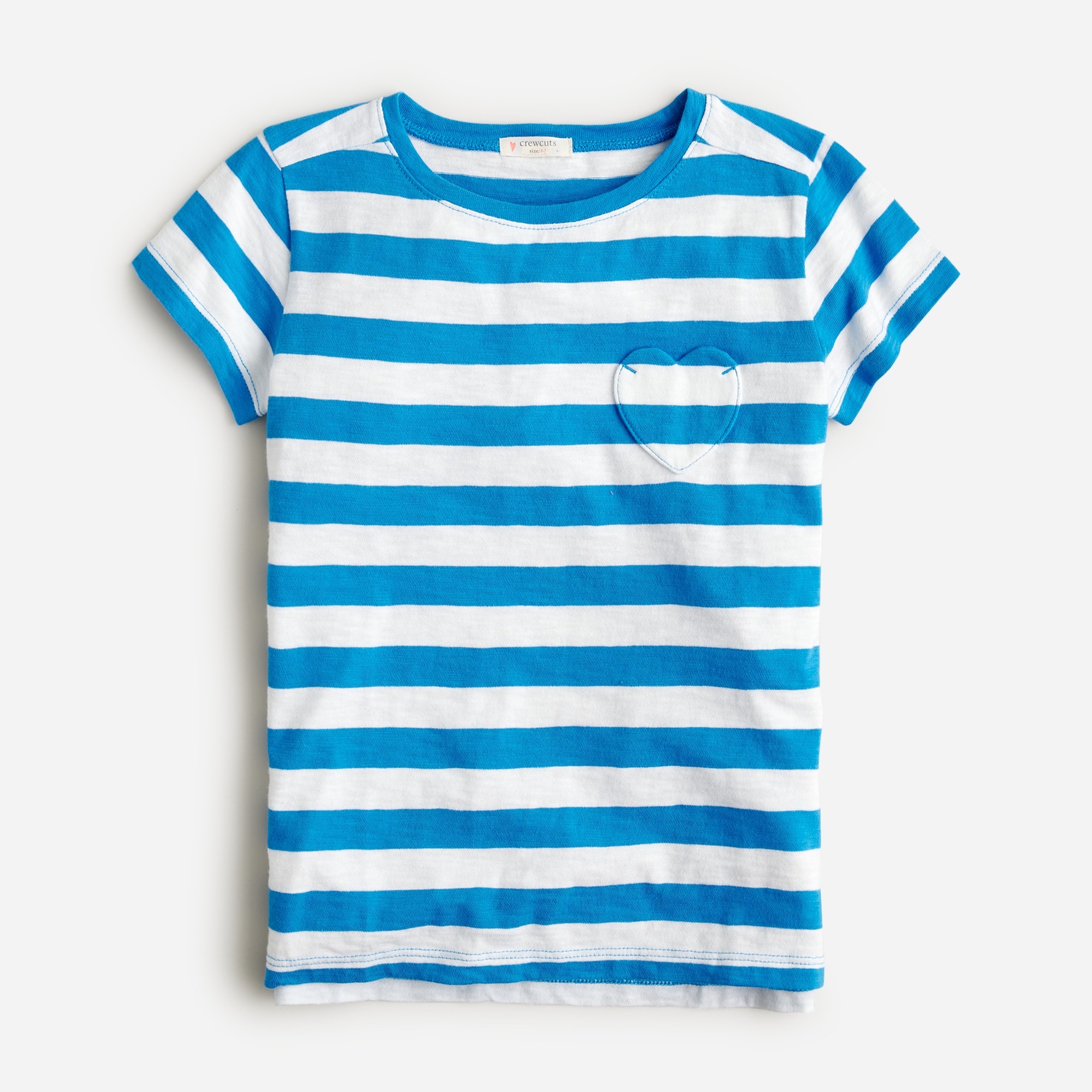 Girls' heart-pocket T-shirt in stripe