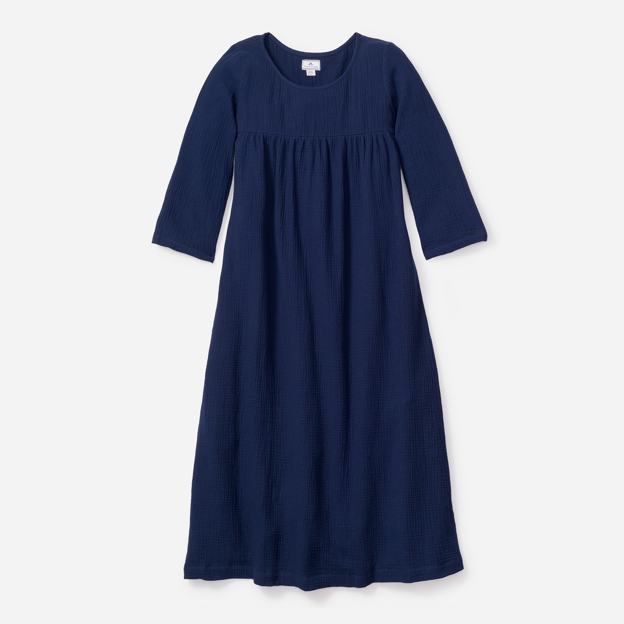 Petite Plume women's gauze Provence nightdress in navy