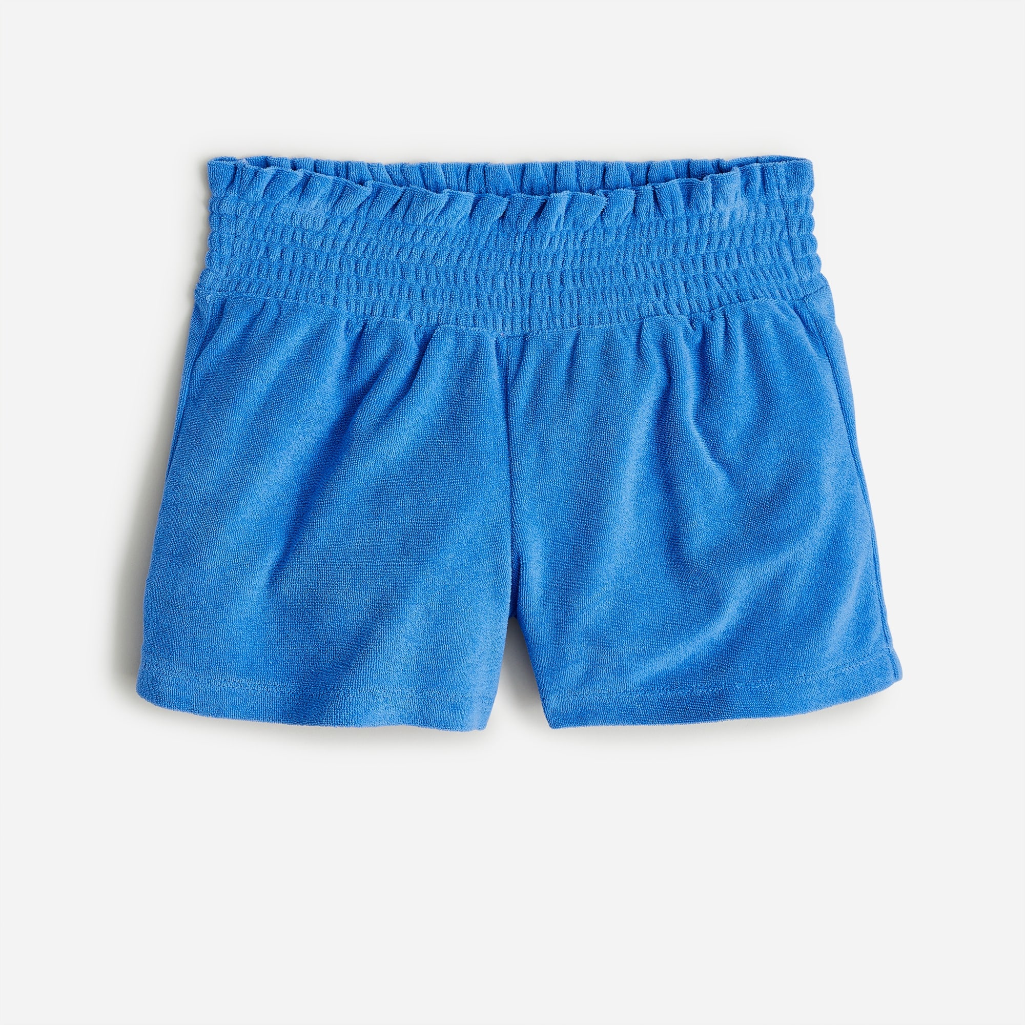 Girls' smocked-waist short in towel terry