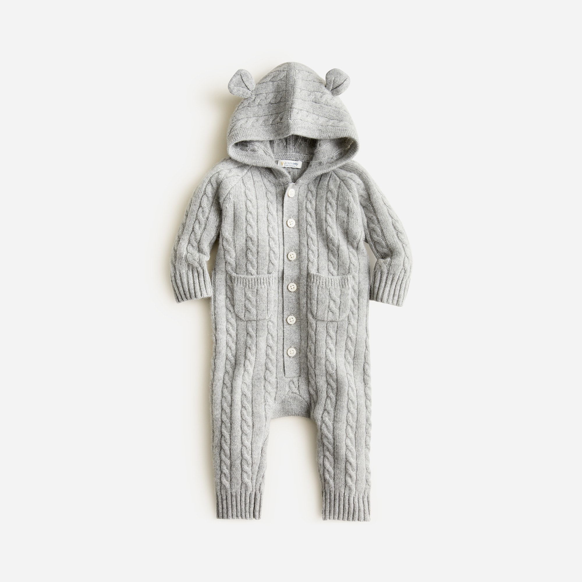 Limited-edition baby cashmere cable-knit bear one-piece