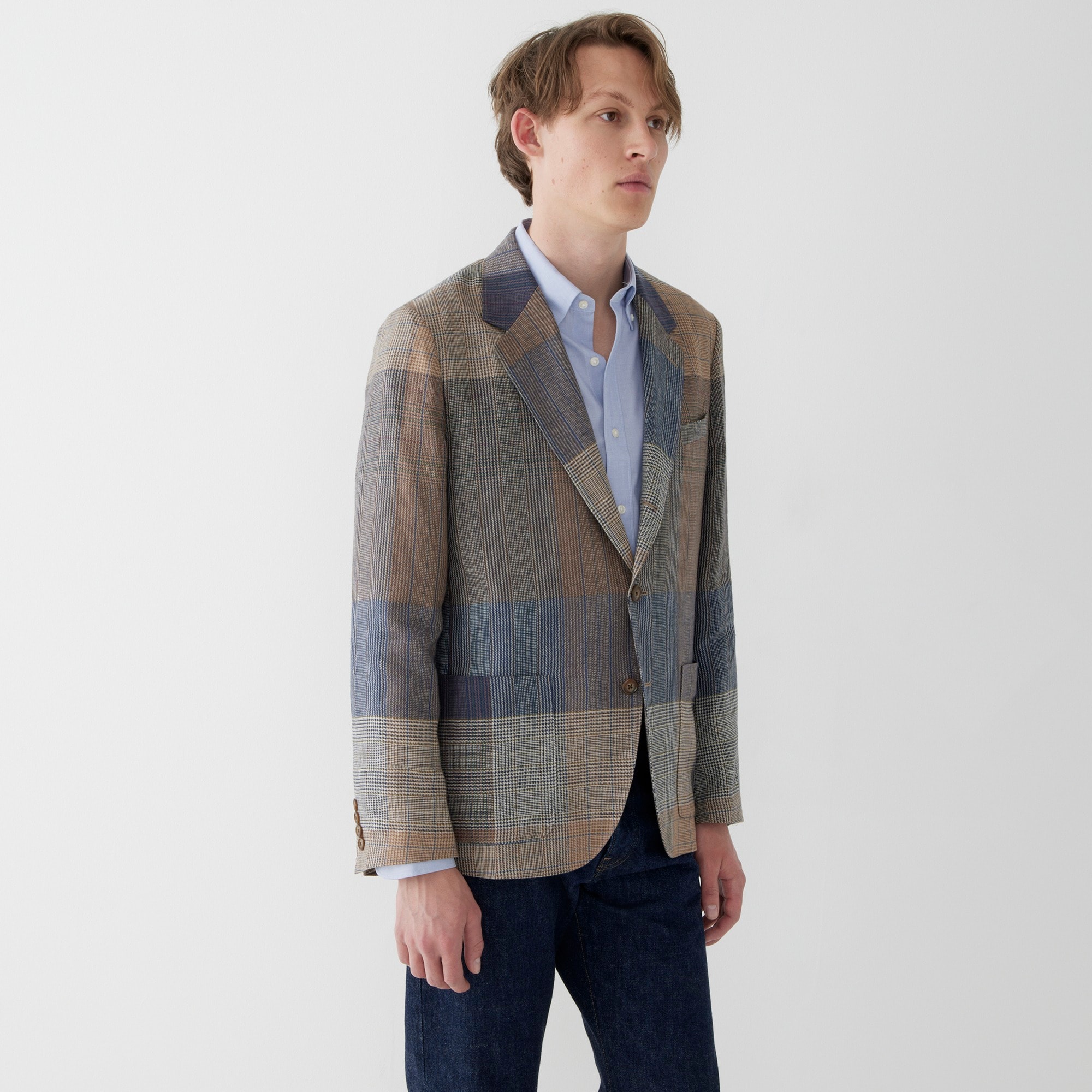 Kenmare blazer in linen twill multiplaid